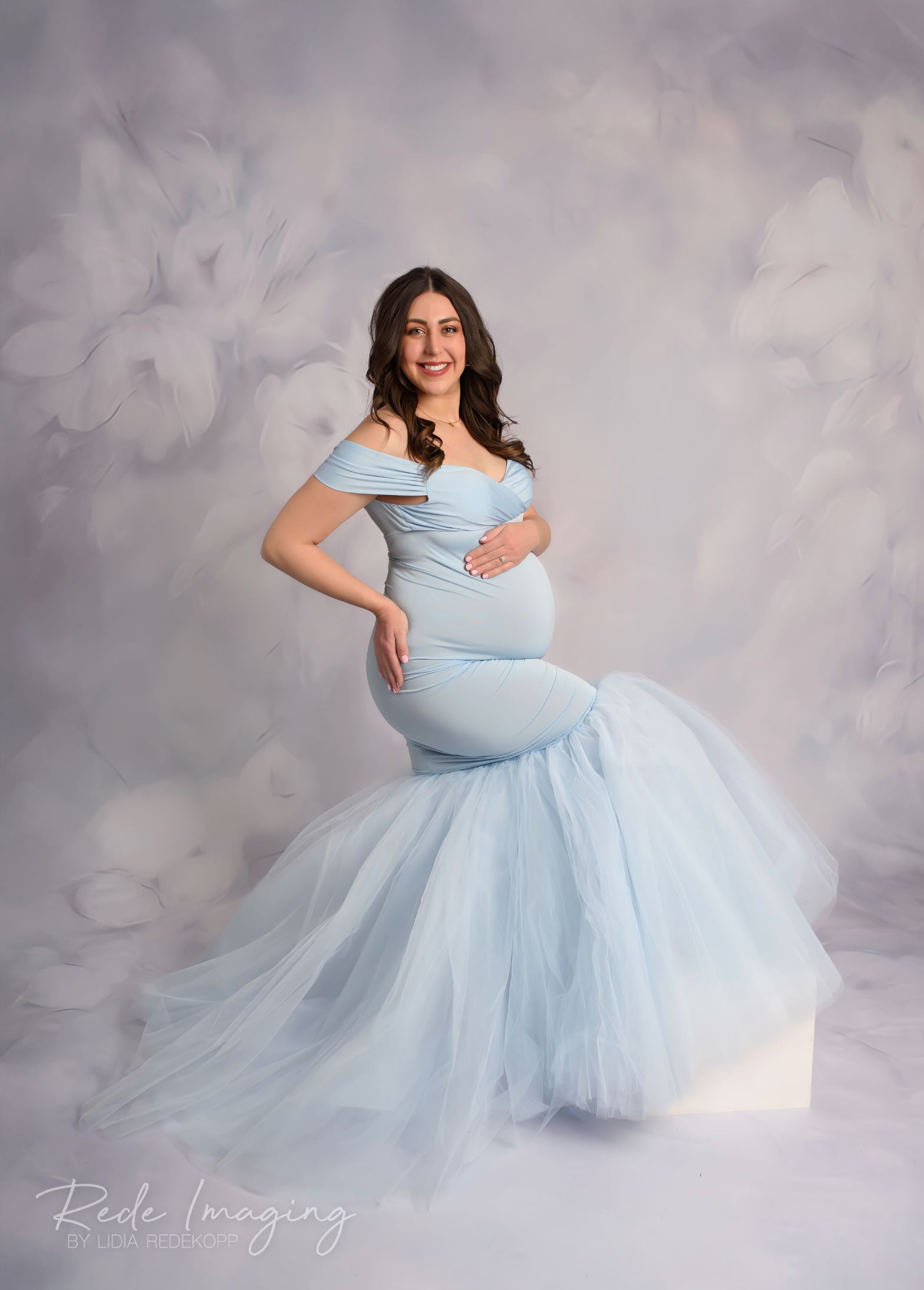 Kate Satin Manches courtes Sirène Robe de Grossesse pour Séance Photo - Kate Backdrop FR