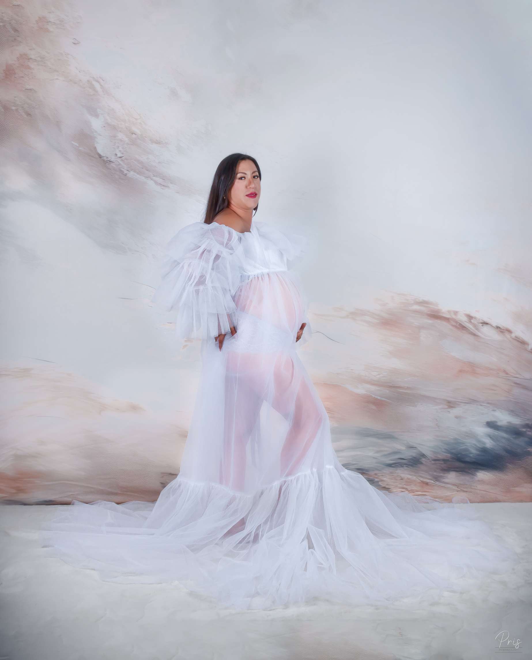 Kate Sans bretelles Manches longues Maille Robe de Grossesse pour Séance Photo - Kate Backdrop FR