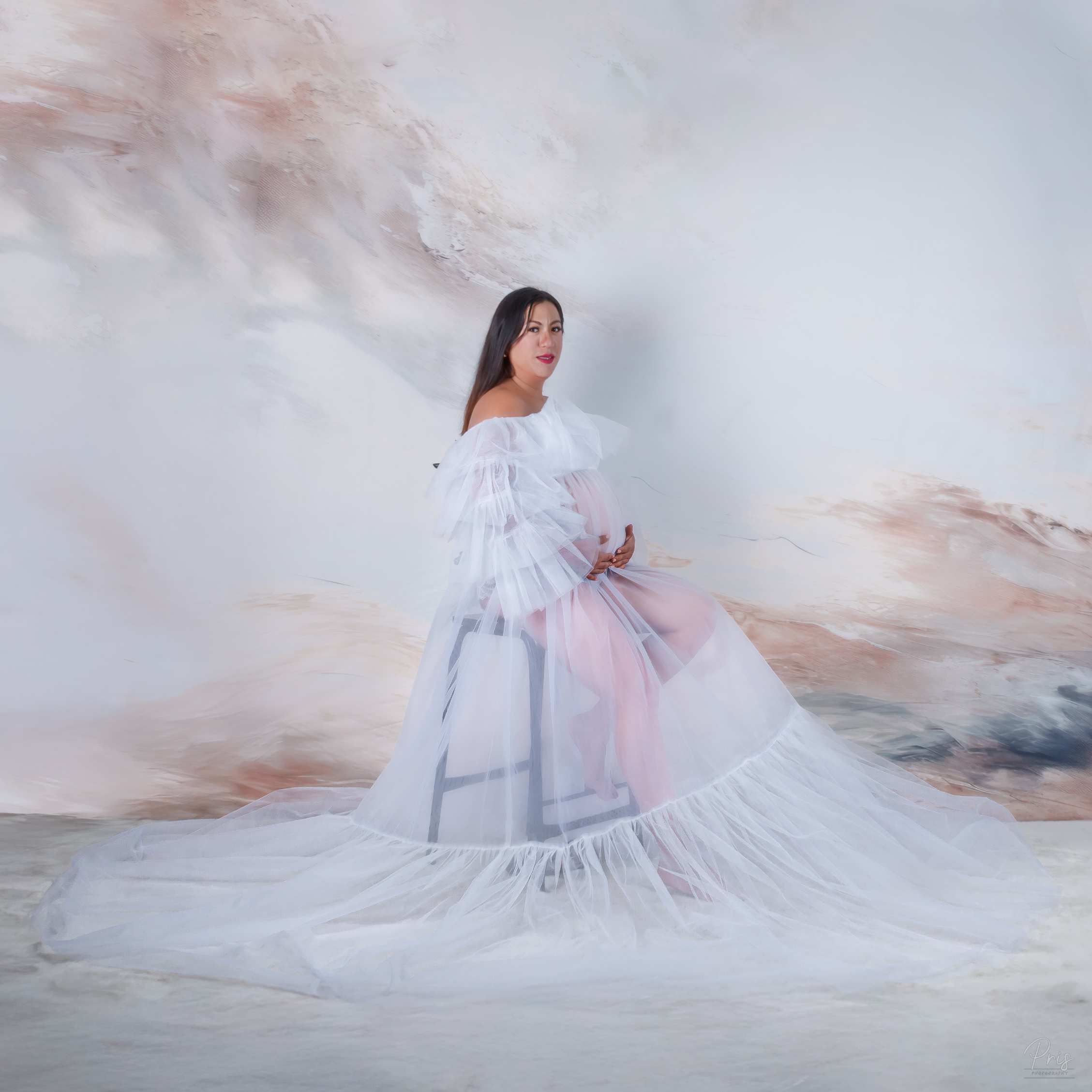 Kate Sans bretelles Manches longues Maille Robe de Grossesse pour Séance Photo - Kate Backdrop FR