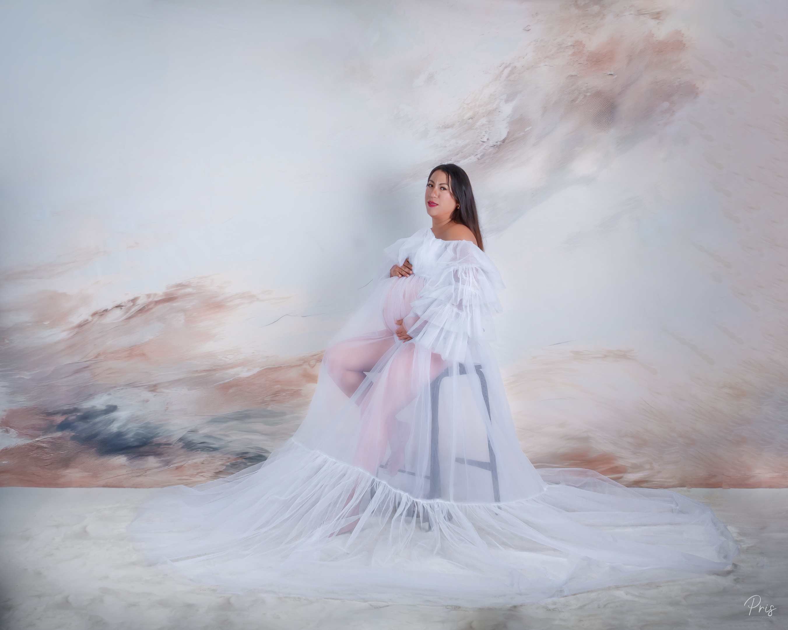 Kate Sans bretelles Manches longues Maille Robe de Grossesse pour Séance Photo - Kate Backdrop FR