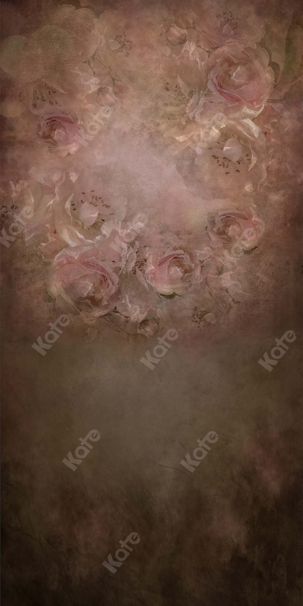 Kate Roses Fleurs Rétro Beaux-arts Rose Toile de fond pour la photographie - Kate Backdrop FR