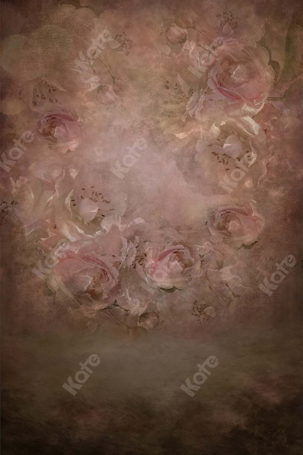Kate Roses Fleurs Rétro Beaux-arts Rose Toile de fond pour la photographie - Kate Backdrop FR