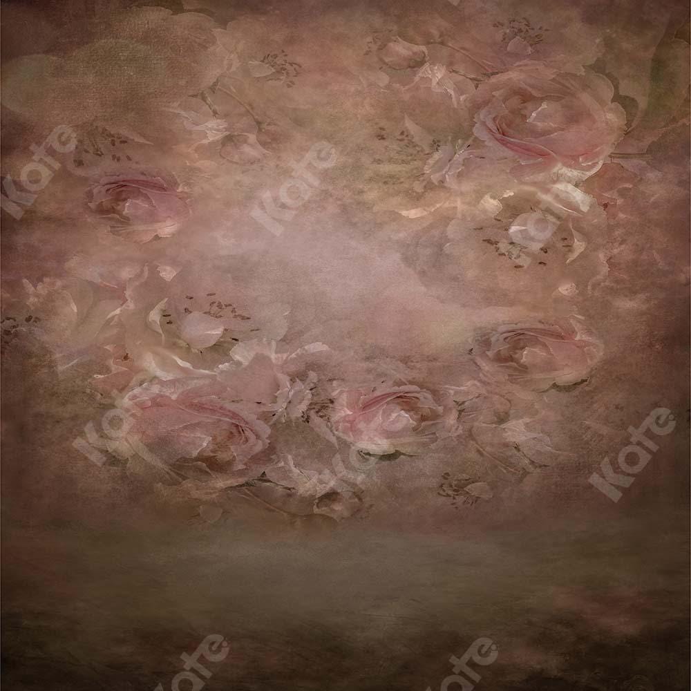 Kate Roses Fleurs Rétro Beaux-arts Rose Toile de fond pour la photographie - Kate Backdrop FR
