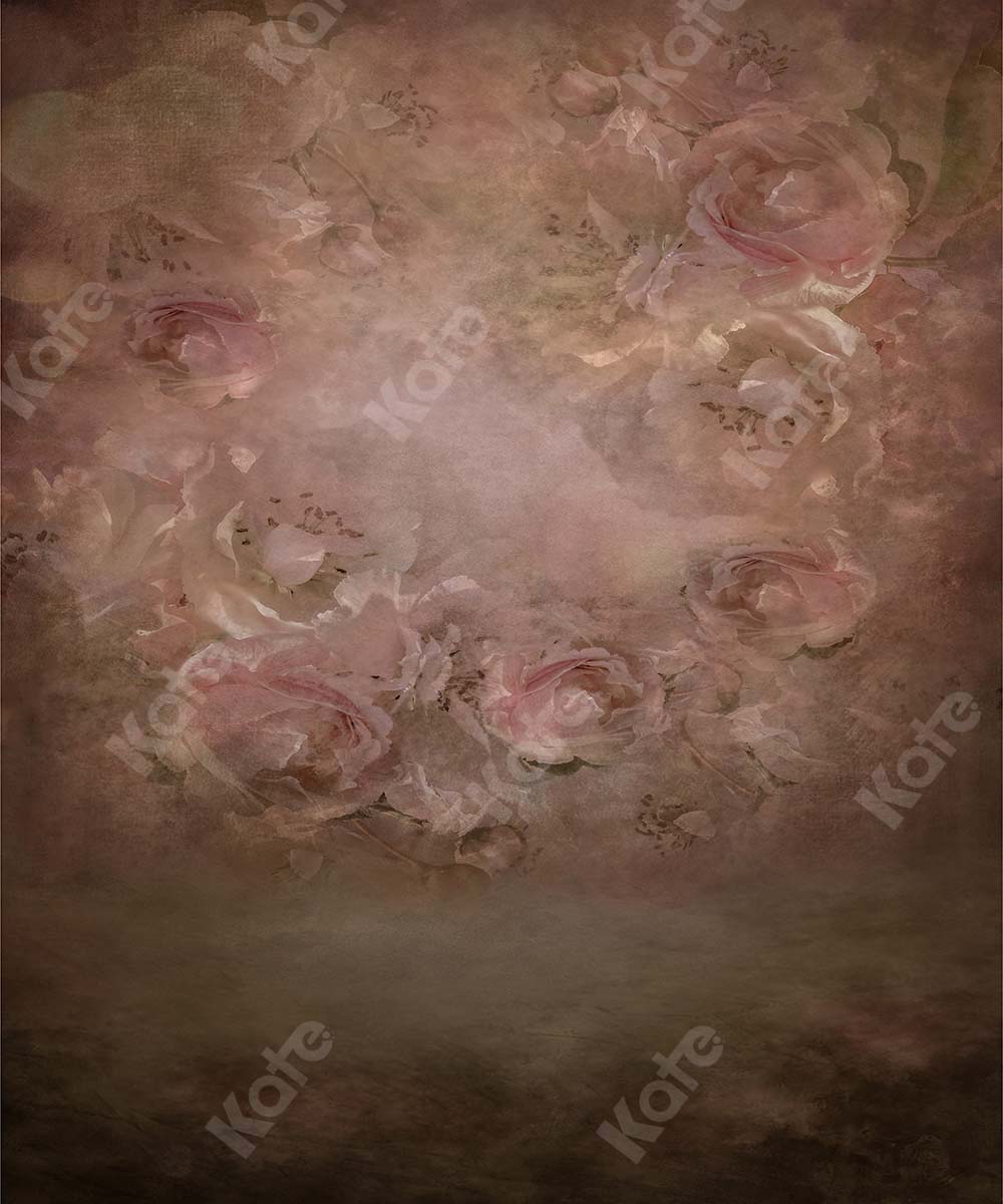 Kate Roses Fleurs Rétro Beaux-arts Rose Toile de fond pour la photographie - Kate Backdrop FR