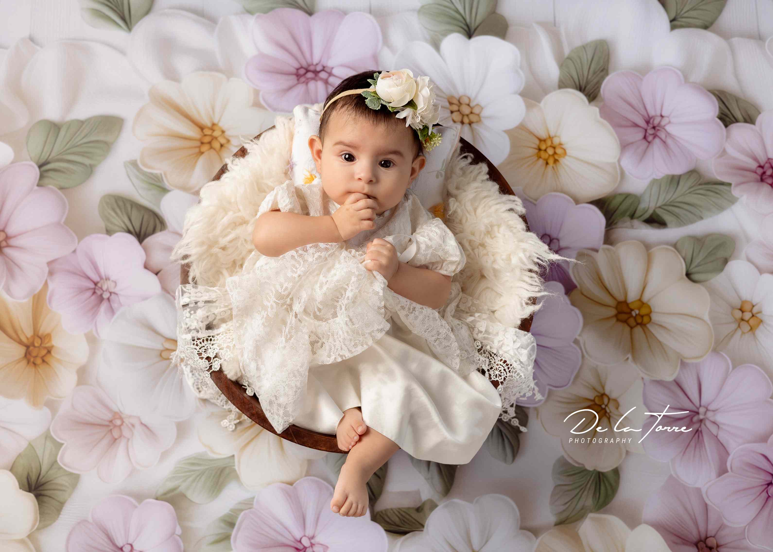 Kate Nouveau-né Fleurs Pastel Bois Tapis de sol en Caoutchouc conçue par Mini MakeBelieve - Kate Backdrop FR