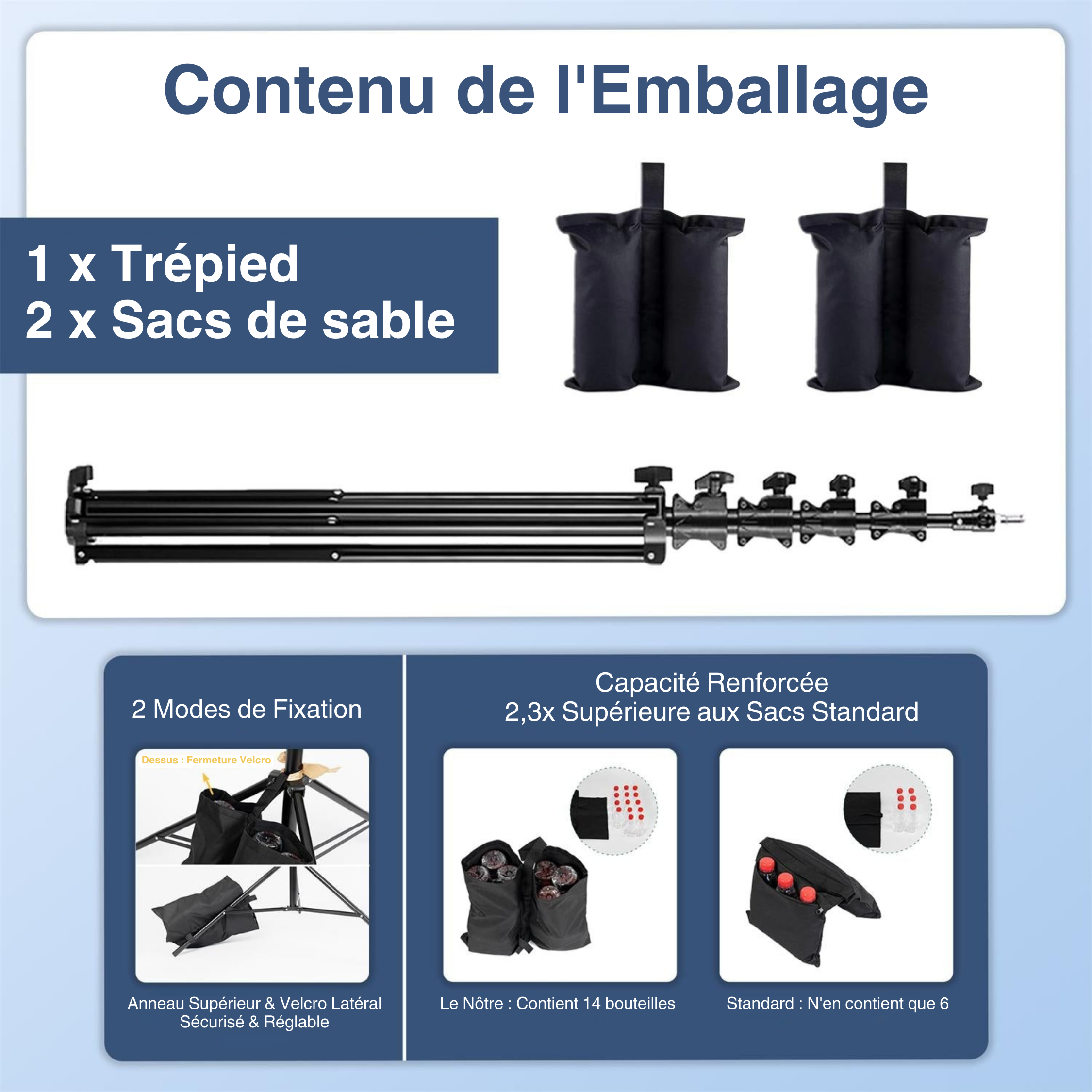 Kate Trépied d'Éclairage Renforcé Professionnel - 4,8m en Alliage d'Aluminium avec Amortissement Air Cushion - Inclut 2 Sacs de Sable & Adaptateurs