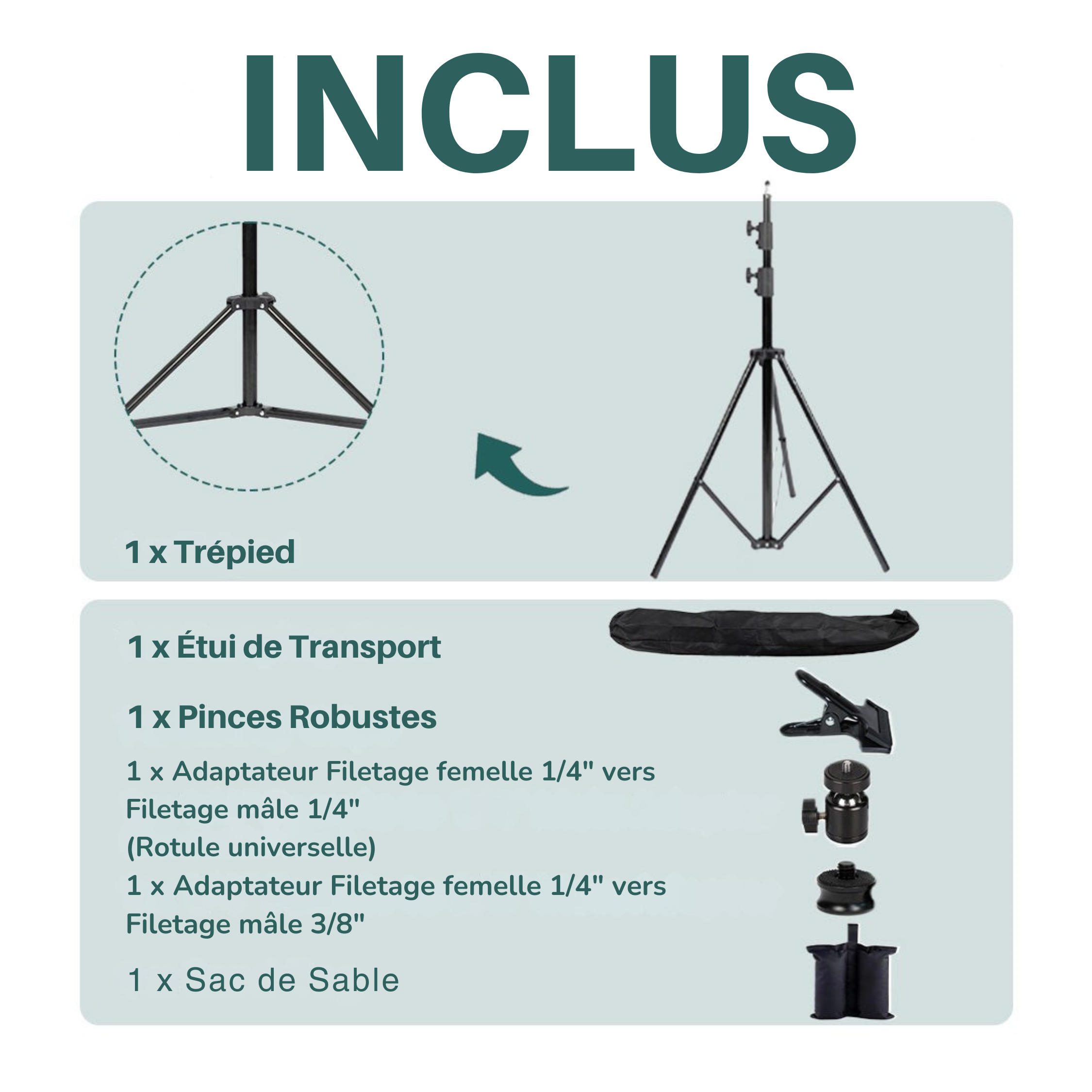 Kate Support Lumière à Air Comprimé et Pliable 2,6m(8,5pi)-Connexion 1/4 de Pouce