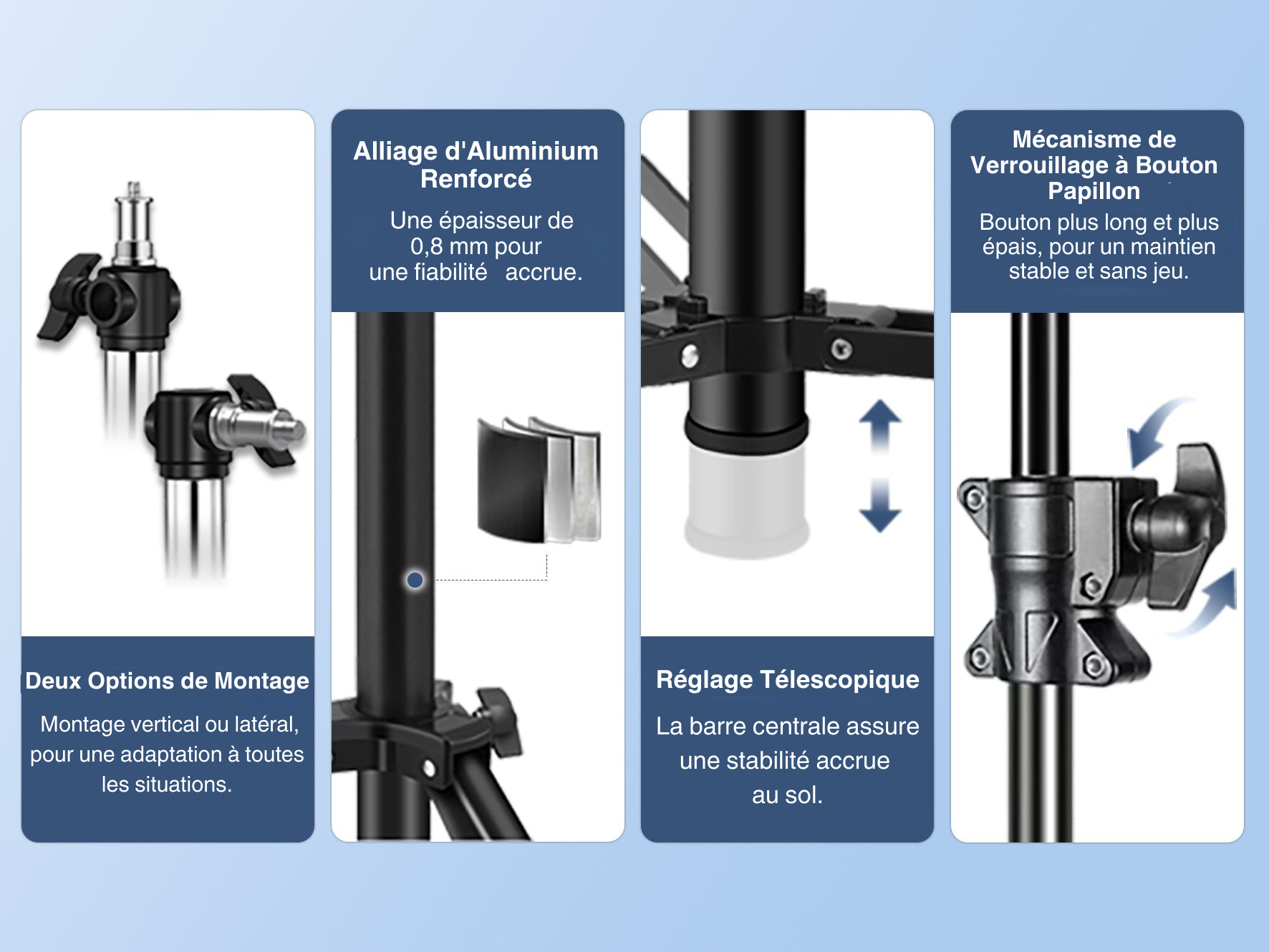 Kate Trépied d'Éclairage Renforcé Professionnel - 4,8m en Alliage d'Aluminium avec Amortissement Air Cushion - Inclut 2 Sacs de Sable & Adaptateurs