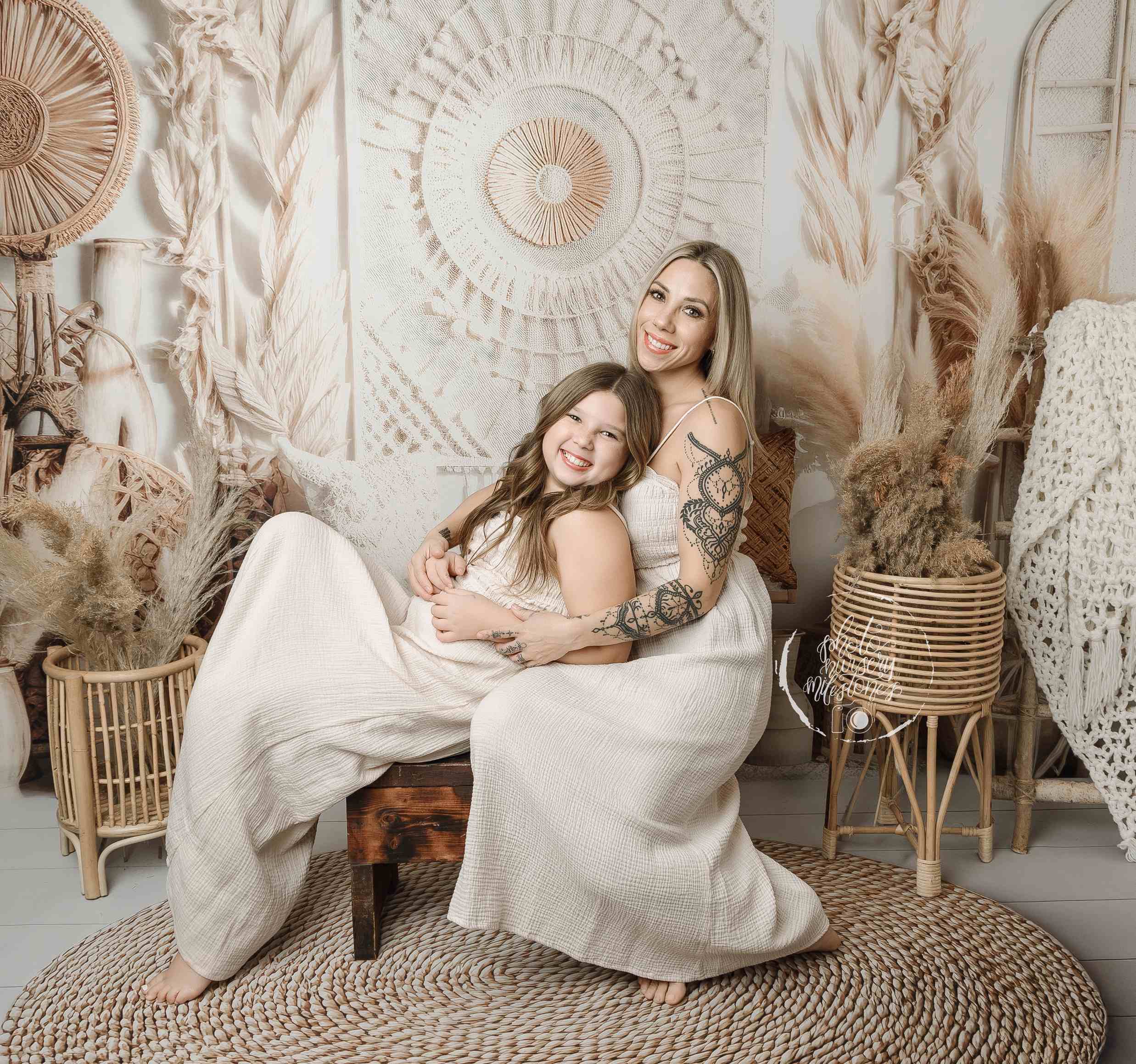 Kate Nouveau-né Tissé naturel Ovale Tapis de sol en Caoutchouc conçue par Mini MakeBelieve - Kate Backdrop FR