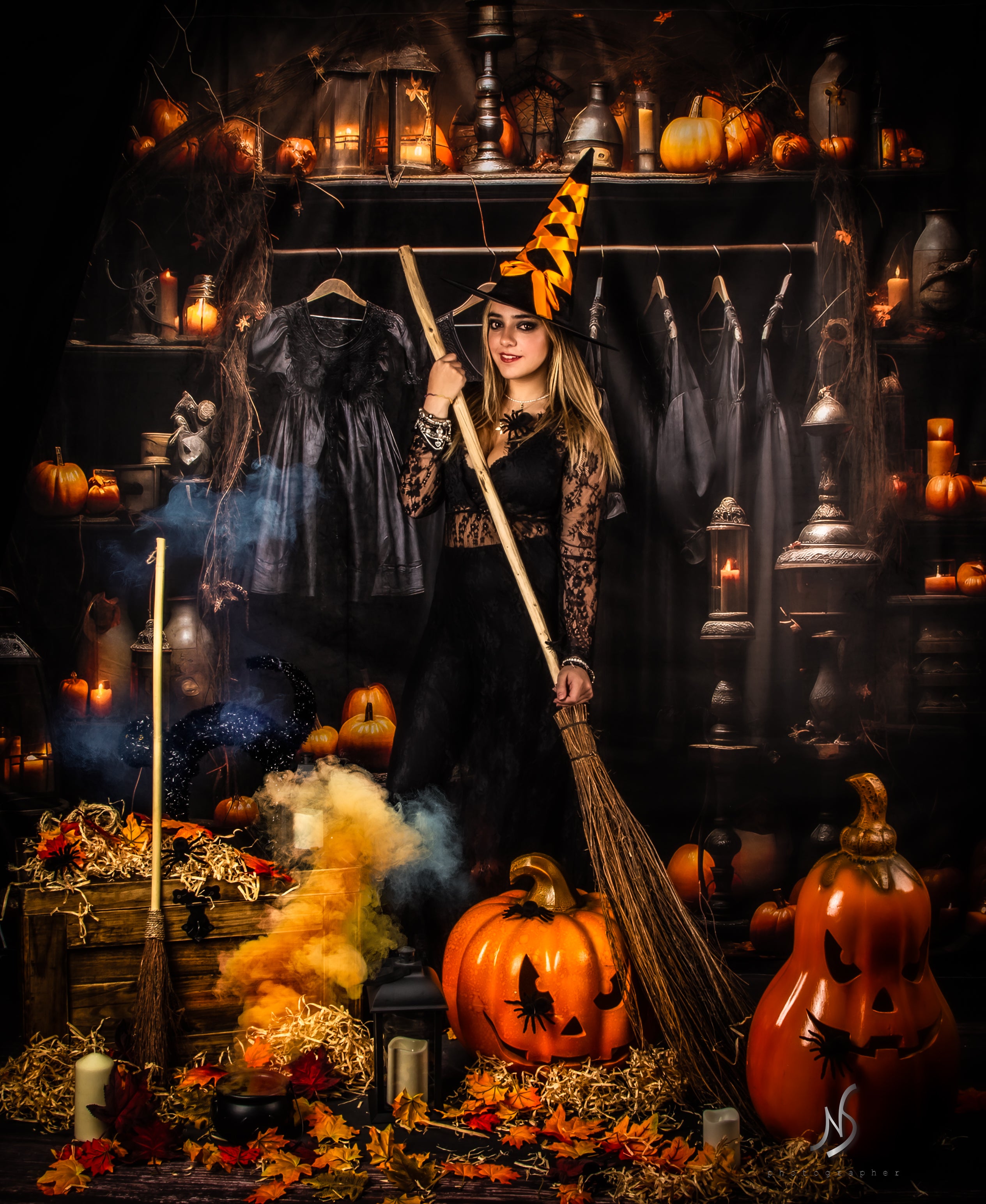 Kate Garde-robe Halloween Citrouilles Toile de fond pour la photographie - Kate Backdrop FR