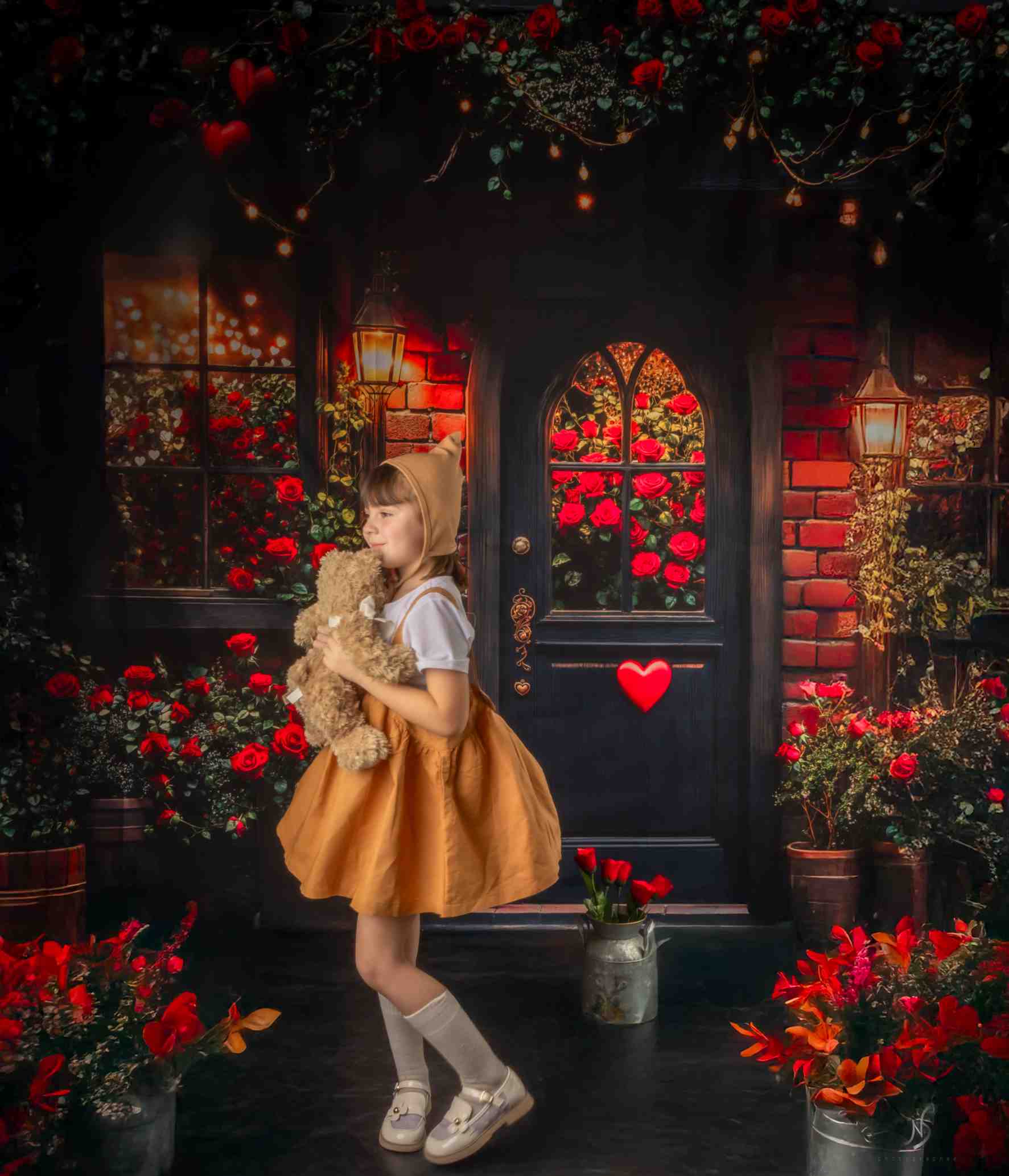 Kate Saint Valentin Roses Romantique Lumières Toile de fond conçue par Emetselch - Kate Backdrop FR
