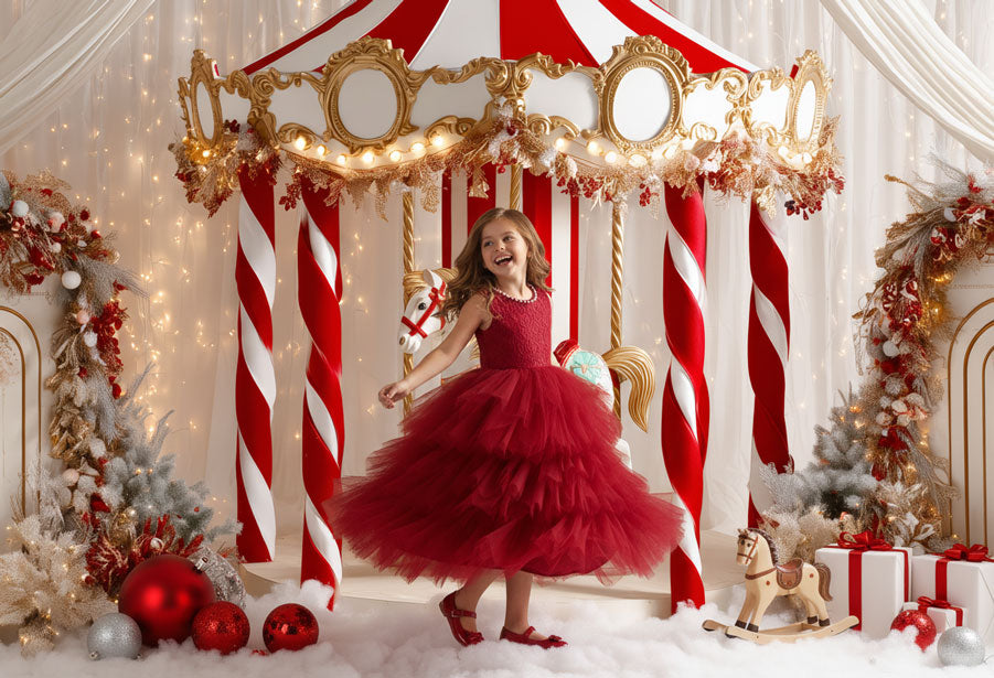 Kate Rouge Perle Col rond Bouffant Robe pour Enfants - Kate Backdrop FR