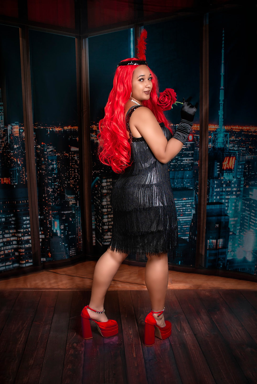 Kate Ville Bureau Nuit Fenêtre Toile de fond conçue par JFCC - Kate Backdrop FR