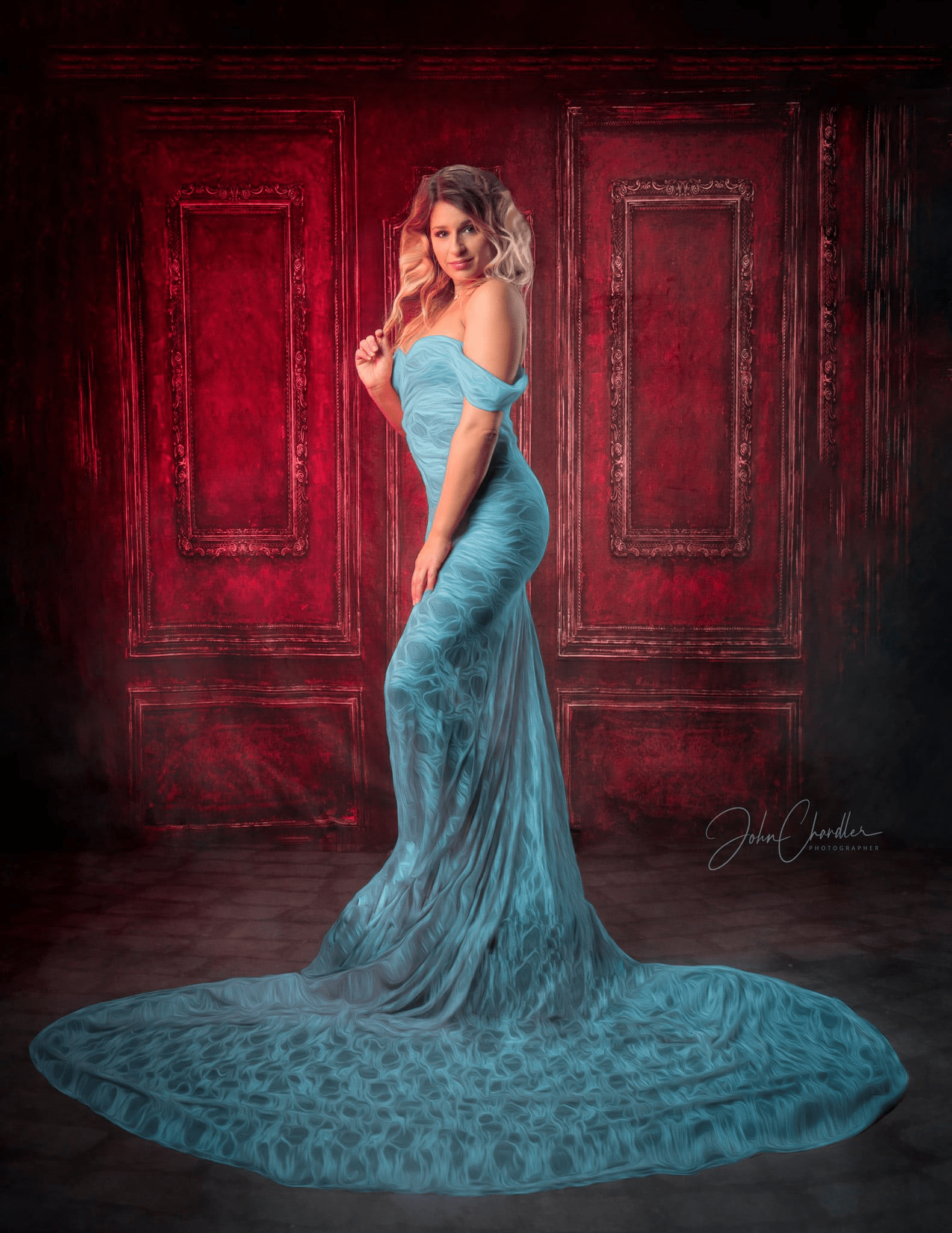 Kate Rouge Murale Rétro Mur Toile de fond conçue par Chain Photographie - Kate Backdrop FR