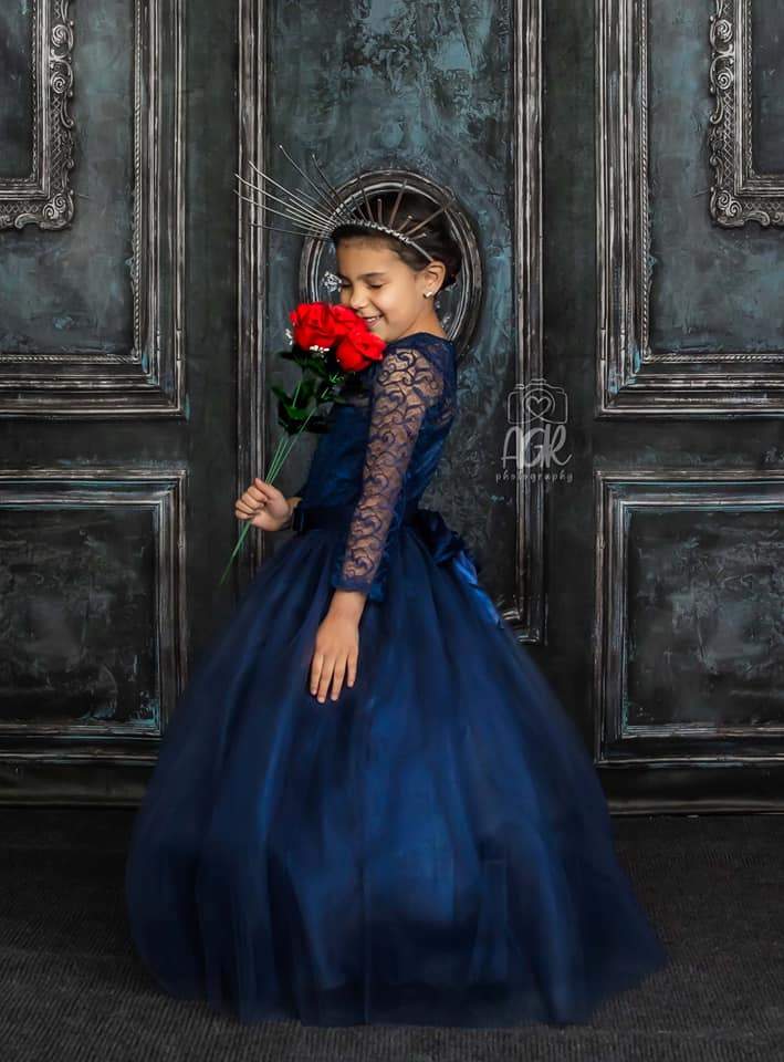 Kate Bleu foncé Vintage Mur Boudoir Mariage Toile de fond conçu par Chain Photographie - Kate Backdrop FR