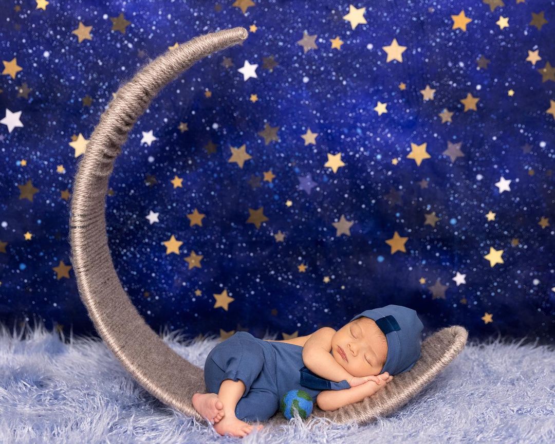 Kate Étoiles Nuit Ciel bleu Enfant Toile de fond conçue par Chain Photographie - Kate Backdrop FR