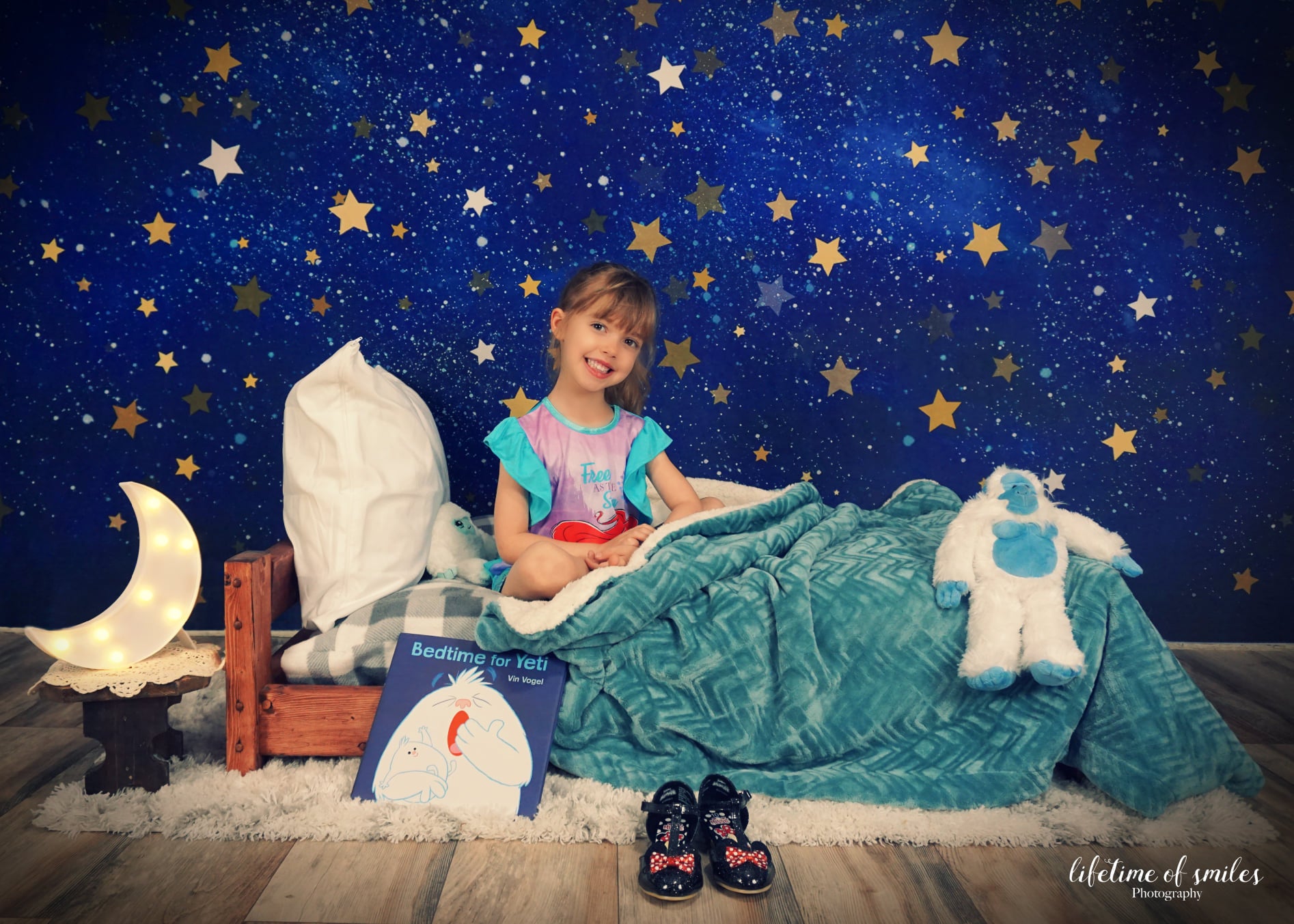 Kate Étoiles Nuit Ciel bleu Enfant Toile de fond conçue par Chain Photographie - Kate Backdrop FR