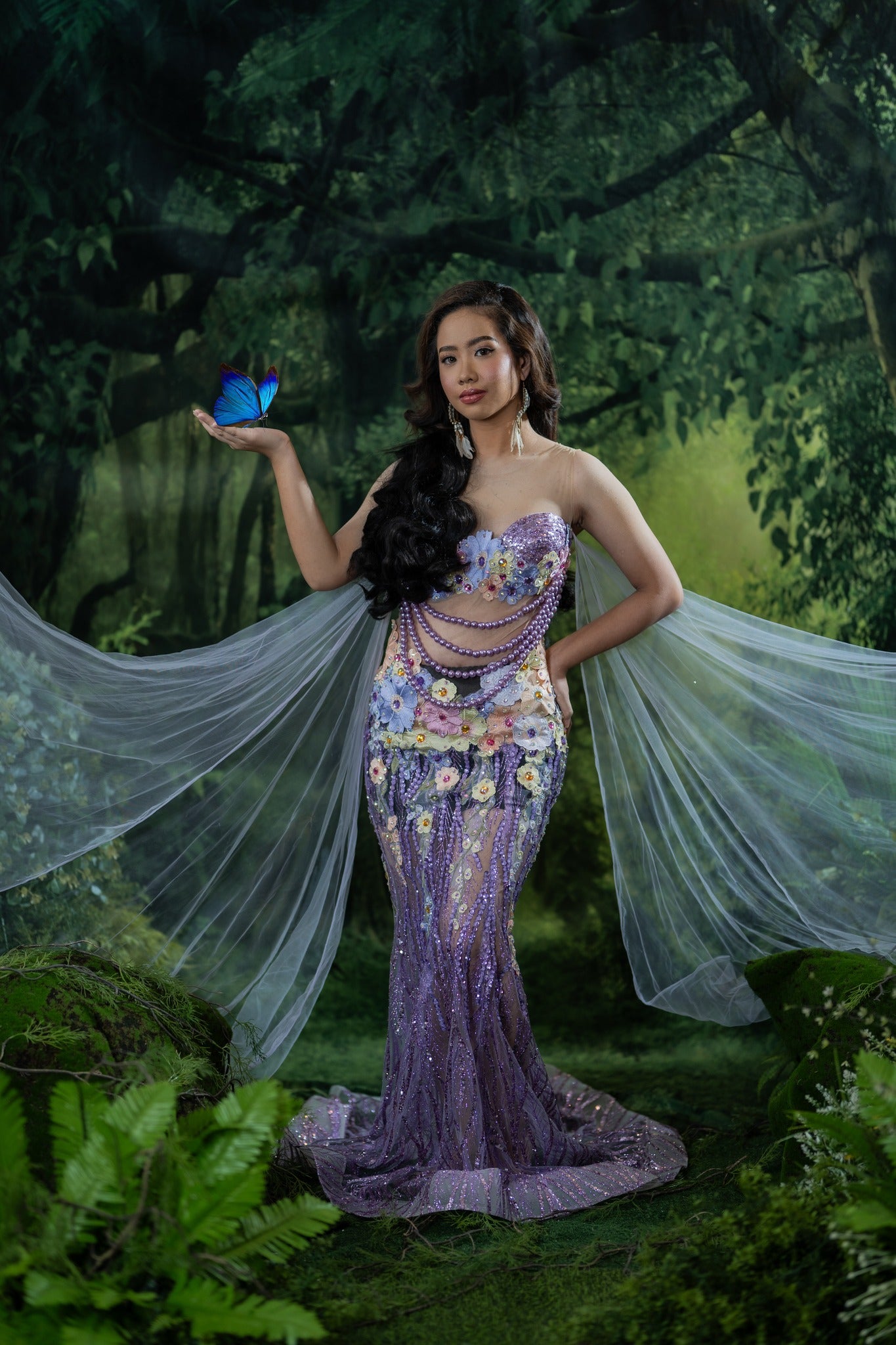 Kate Forêt verte Toile de fond+Prairie verte Tapis de sol en caoutchouc - Kate Backdrop FR