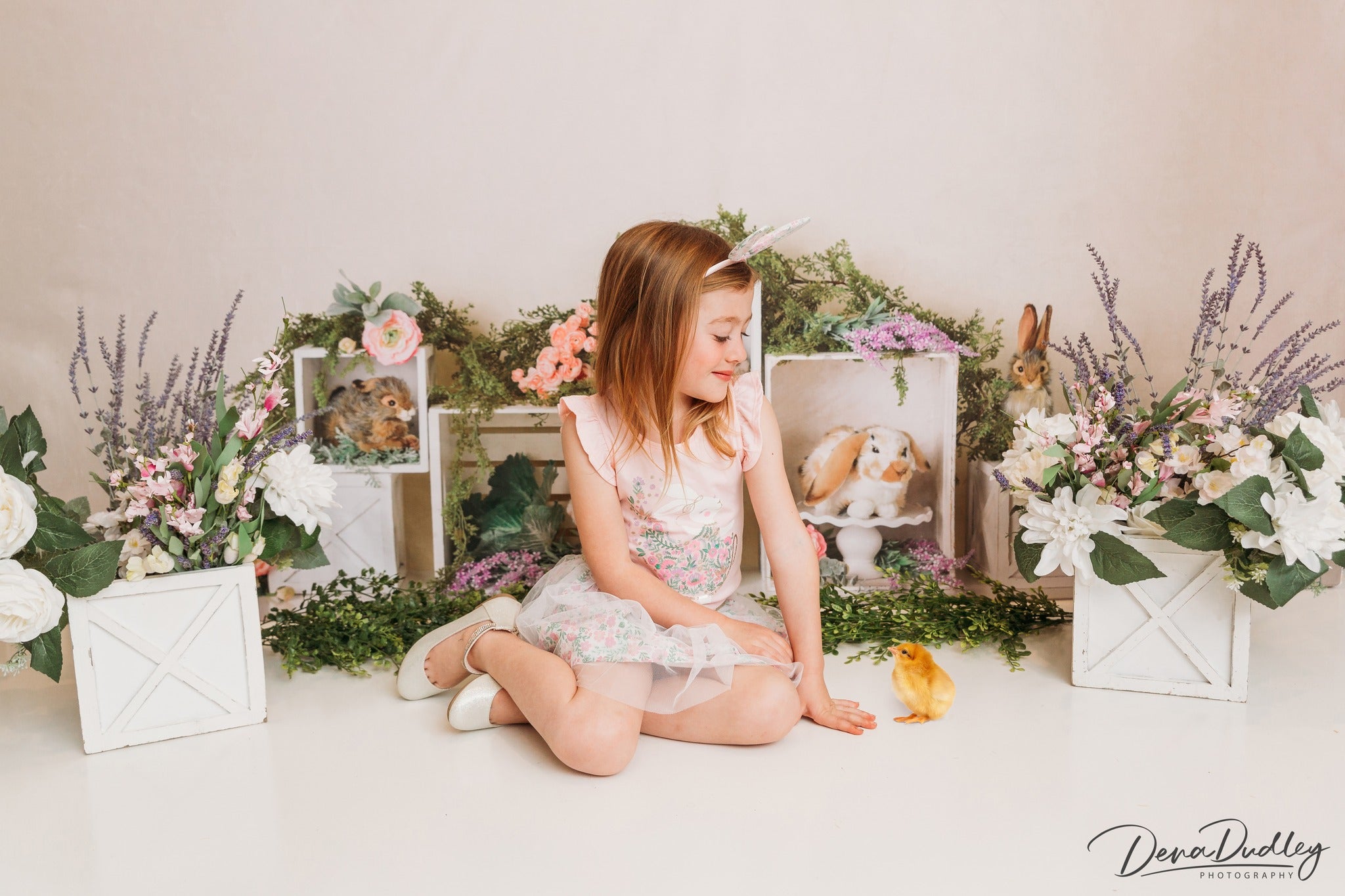 Kate Printemps Lapins Fleurs Enfants Pâques Toile de fond conçu par Mandy Ringe