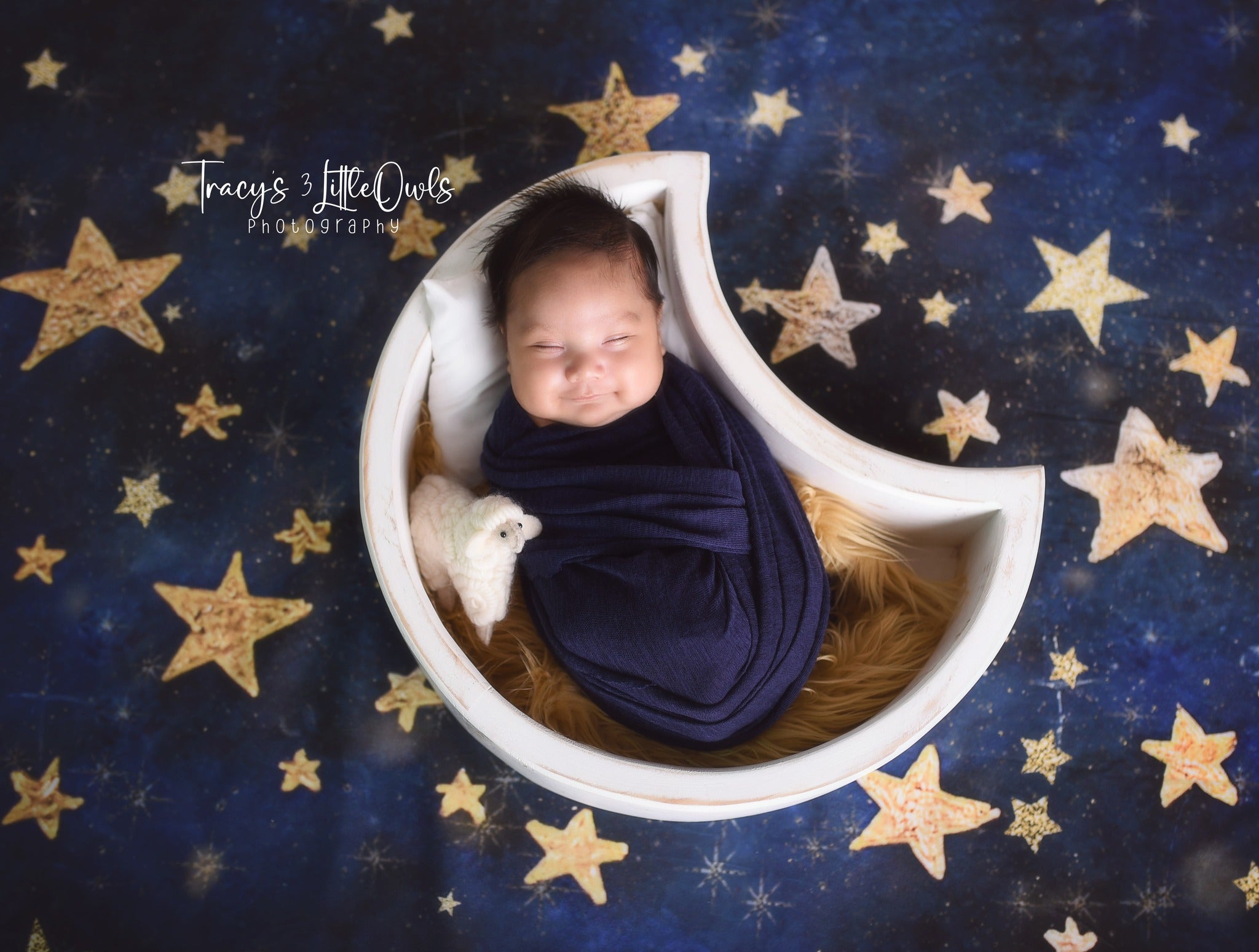 Kate Ciel Nuit Enfants Étoiles dorées Toile de fond conçu par Mandy Ringe - Kate Backdrop FR