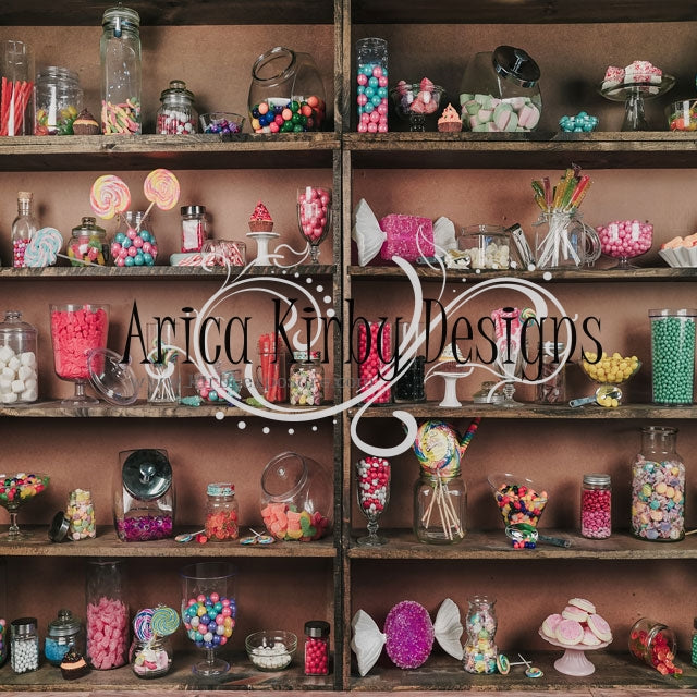 Kate Anniversaire Bonbons Boutique Toile de fond conçu par Arica Kirby - Kate Backdrop FR