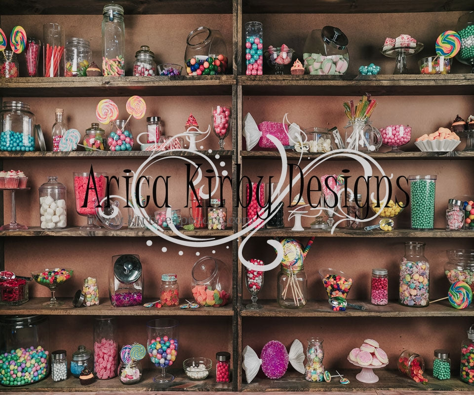 Kate Anniversaire Bonbons Boutique Toile de fond conçu par Arica Kirby - Kate Backdrop FR