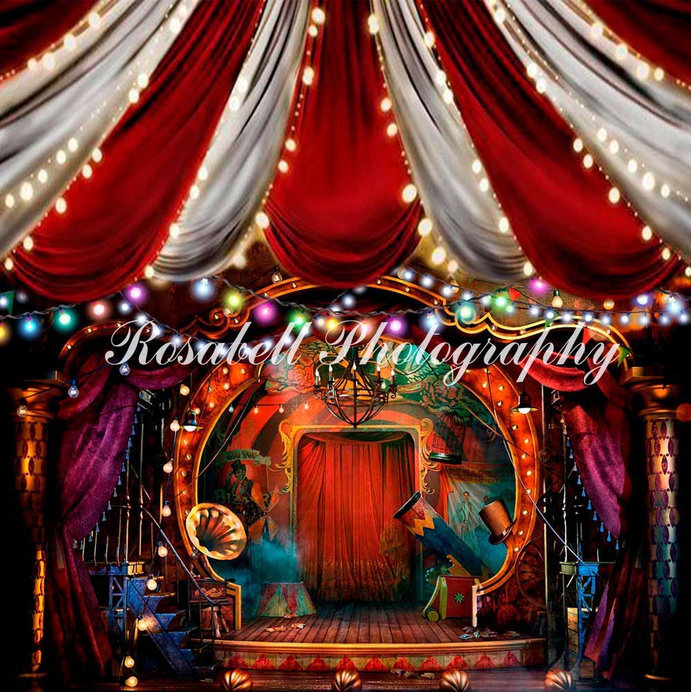 Kate Cirque Rouge Lumières colorées Toile de fond conçue par Rosabell Photographie - Kate Backdrop FR