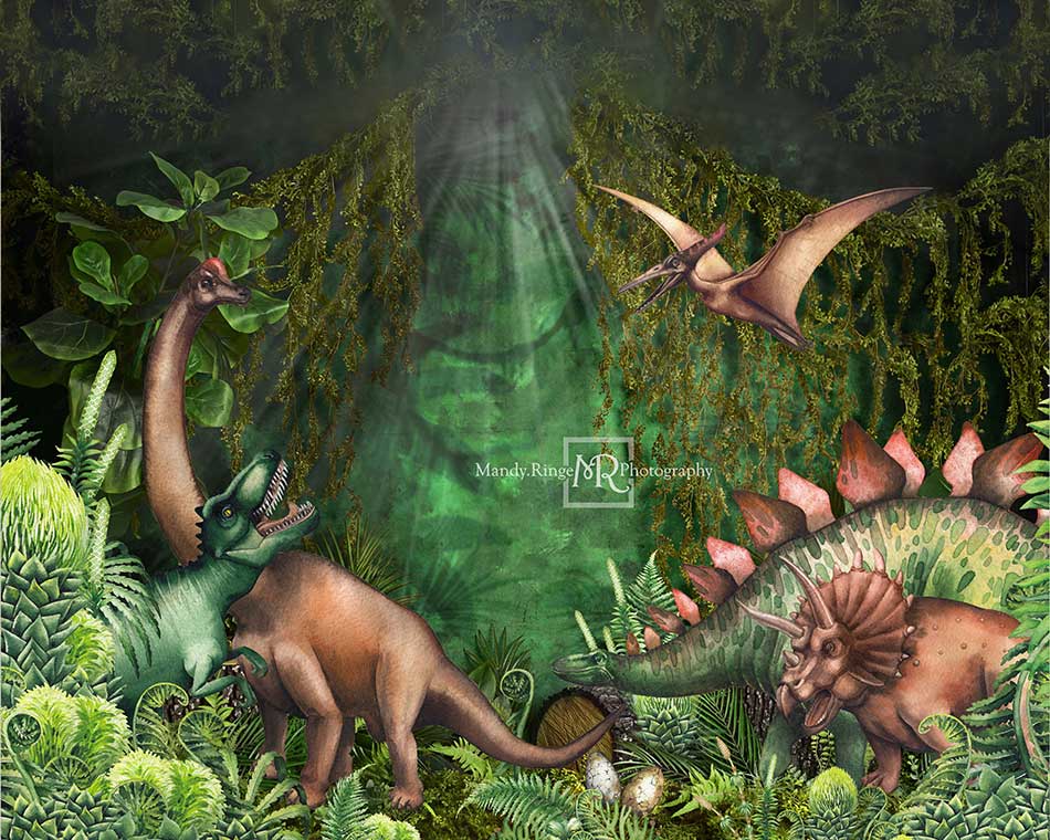 Kate Été Jungle Aventure Dinosaures Toile de fond conçue par Mandy Ringe - Kate Backdrop FR