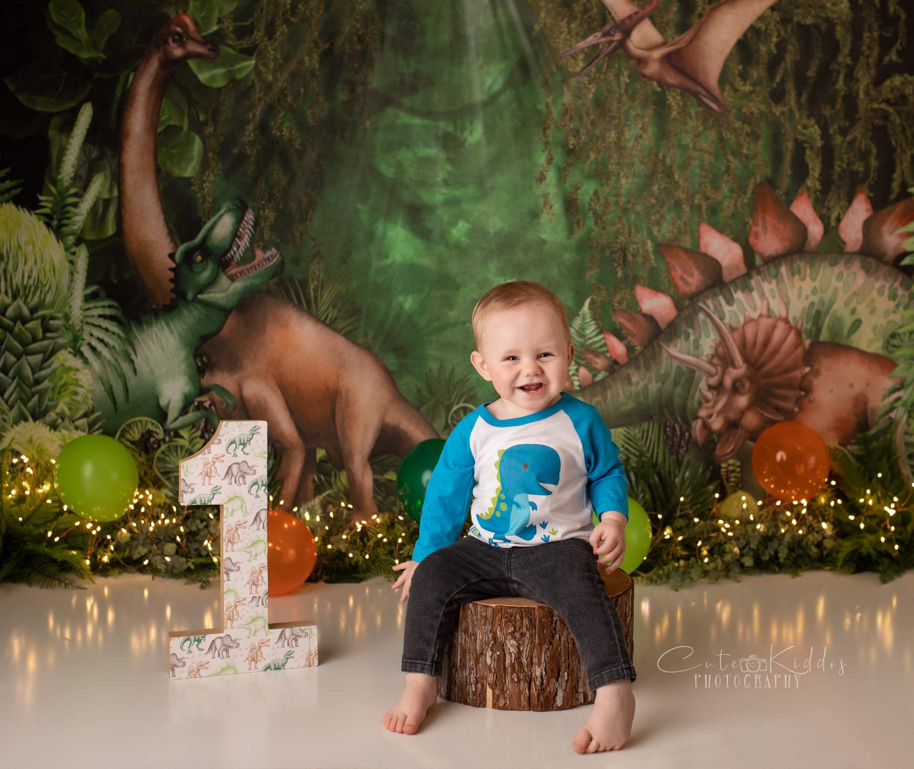 Kate Été Jungle Aventure Dinosaures Toile de fond conçue par Mandy Ringe - Kate Backdrop FR