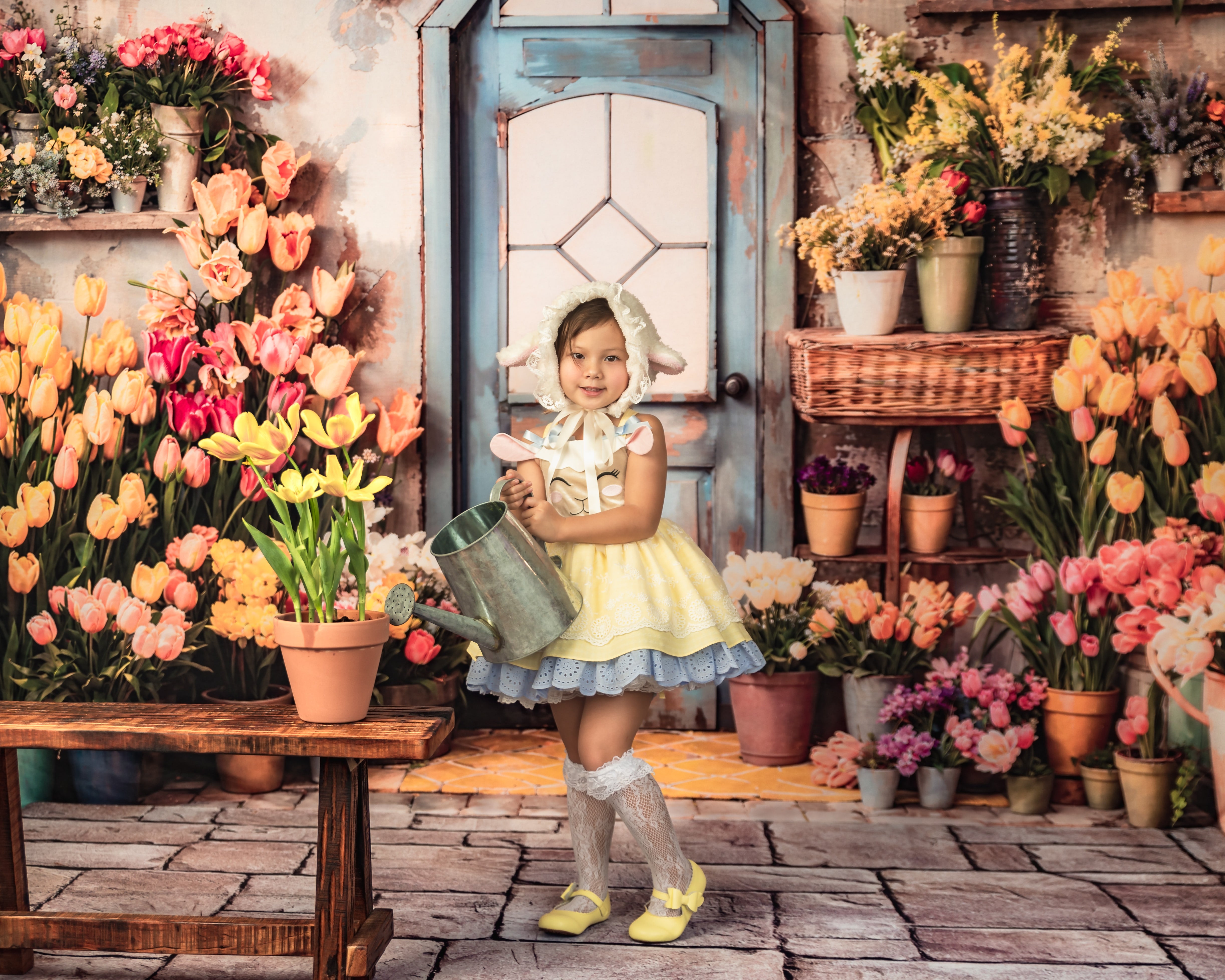 Kate Printemps Fleurs Tulipes Serre Toile de fond conçue par Emetselch - Kate Backdrop FR