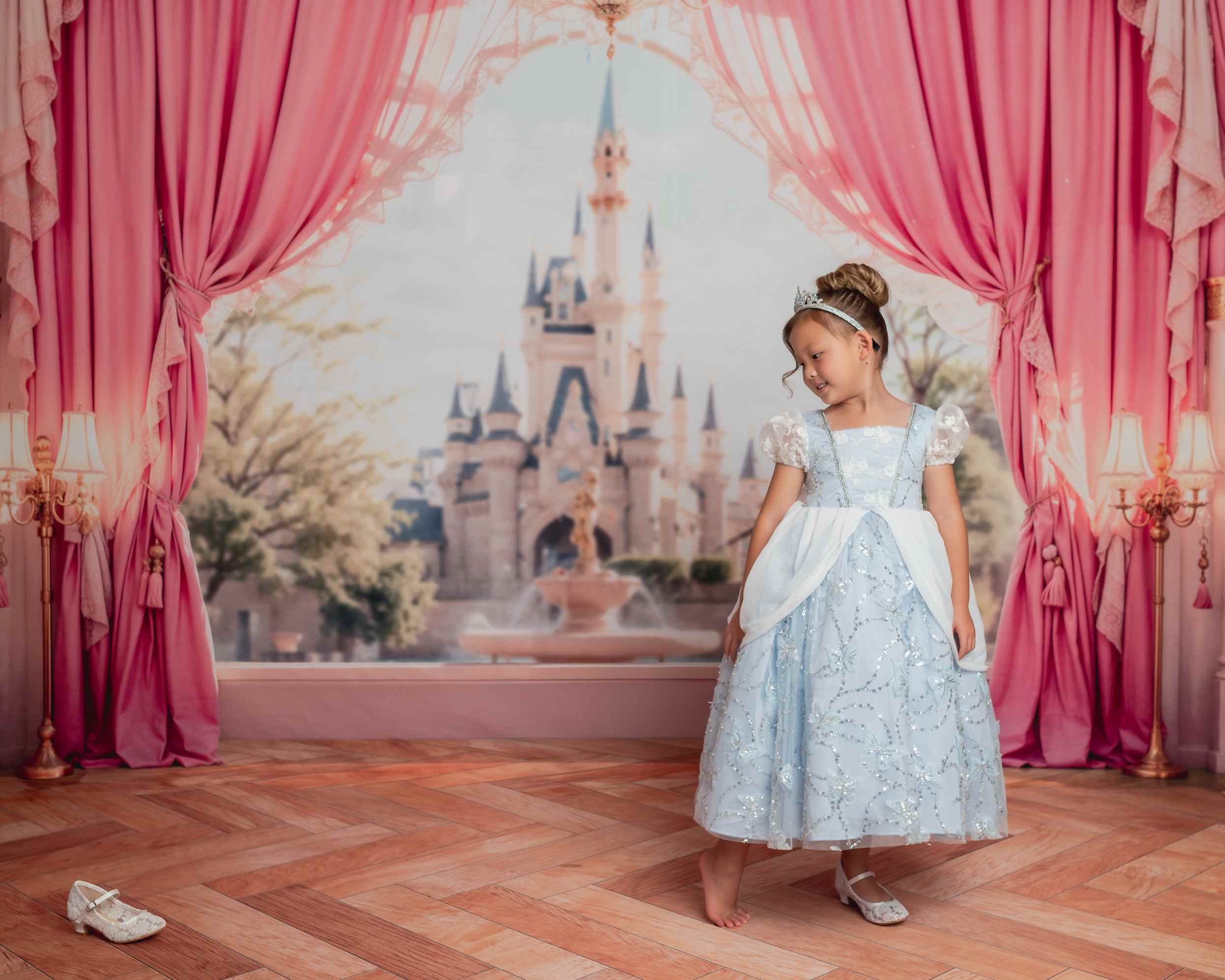 Kate Château Rose Rideaux Fenêtre Princesse Toile de fond conçue par Emetselch - Kate Backdrop FR