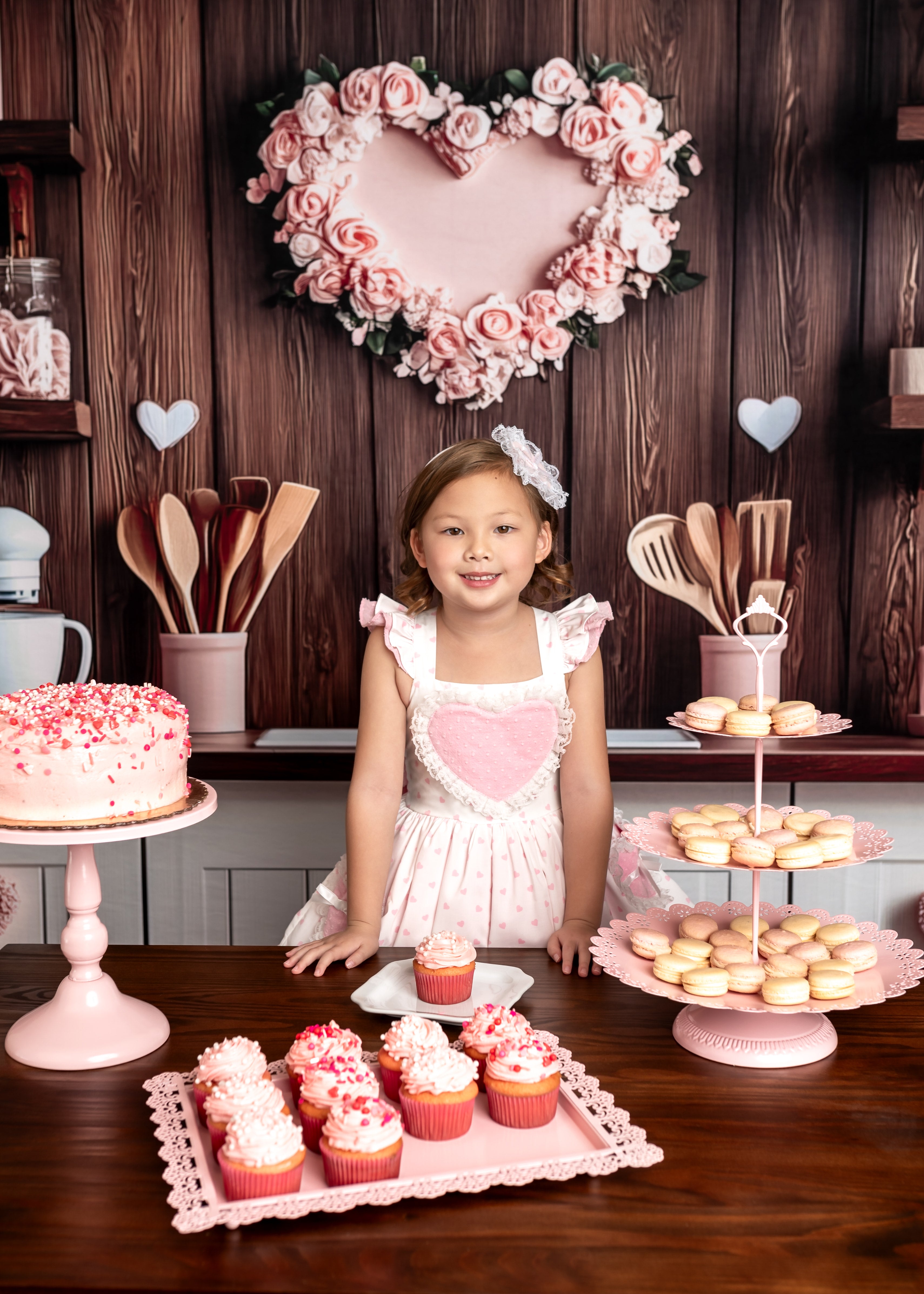 Kate Saint-Valentin Cuisine Moderne Étagère Toile de fond conçue par Patty Roberts - Kate Backdrop FR