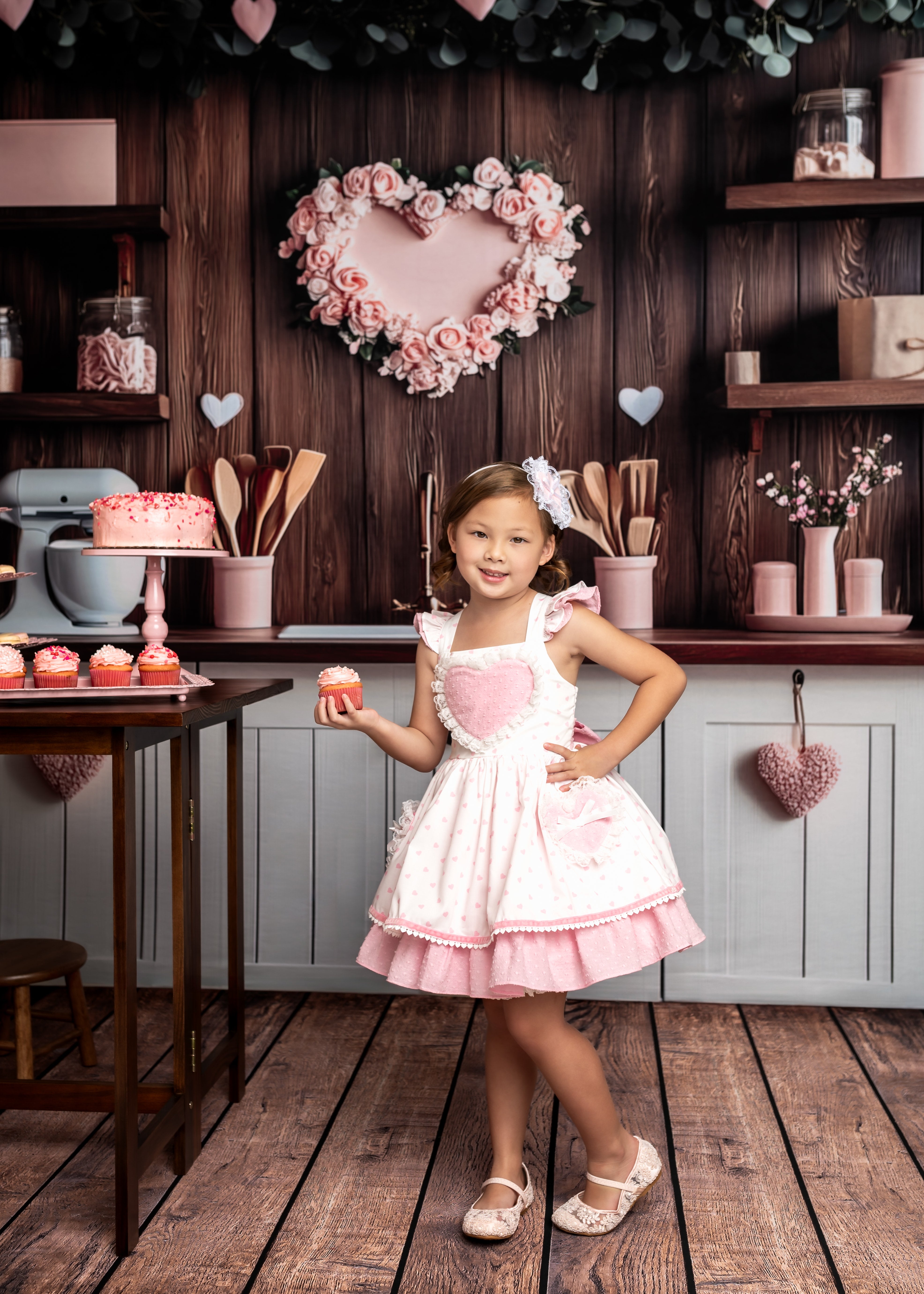 Kate Saint-Valentin Cuisine Moderne Étagère Toile de fond conçue par Patty Roberts - Kate Backdrop FR