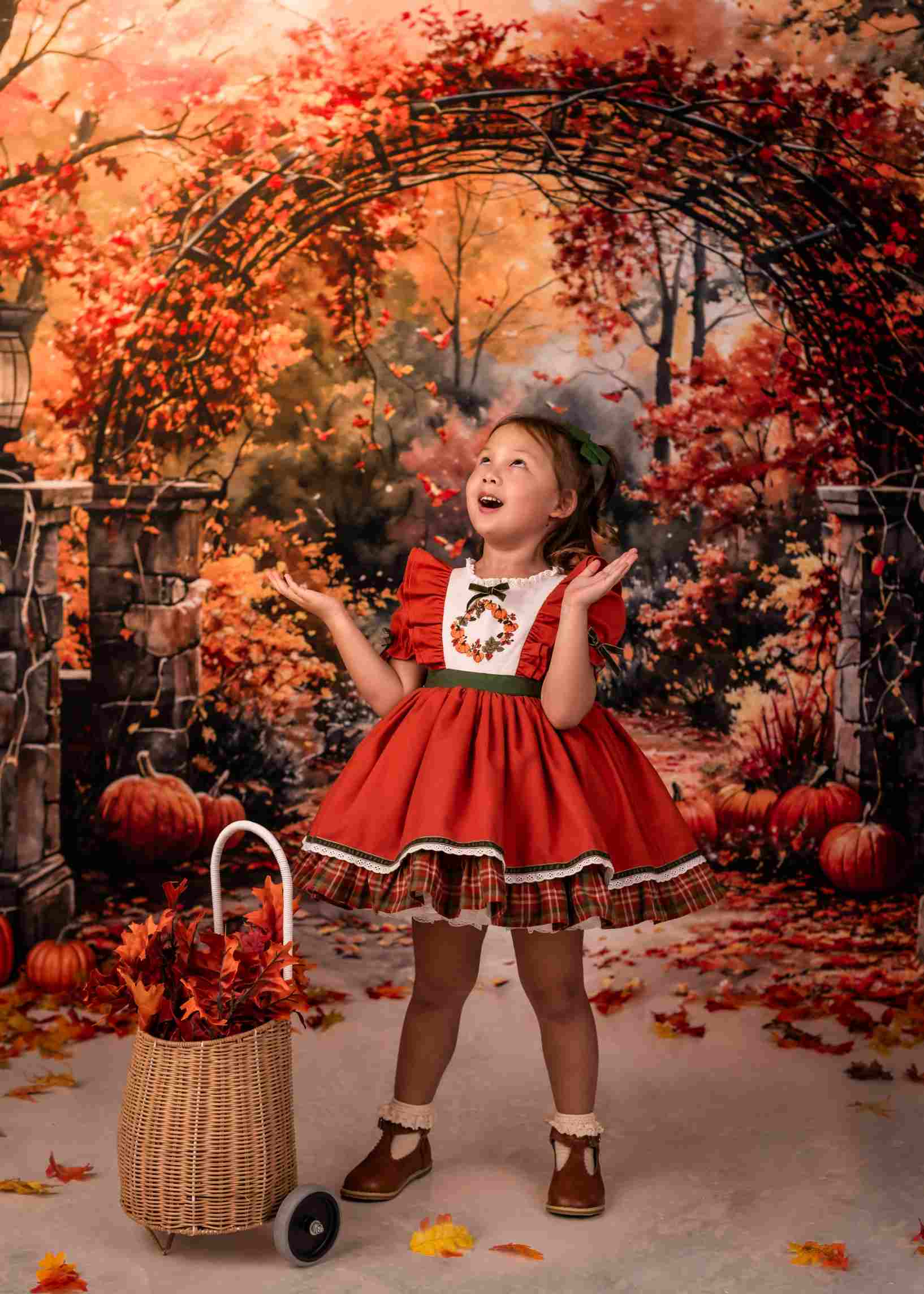 Offres Éclair Kate Aquarelle Automne Forêt Citrouille Arche Toile de fond conçue par GQ - Kate Backdrop FR