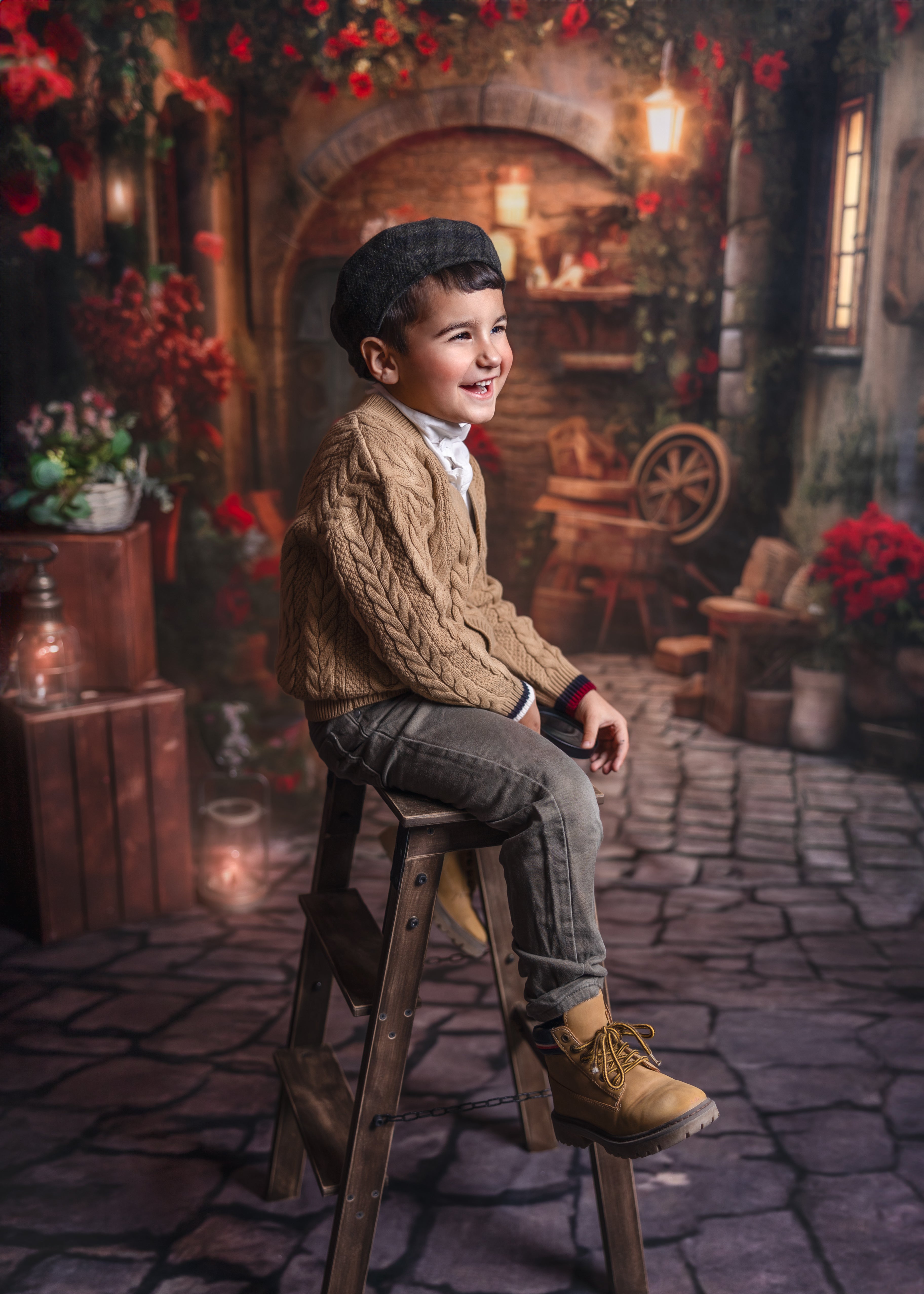 Kate Saint Valentin Rue des Roses Coin Pierre Toile de fond conçue par Emetselch - Kate Backdrop FR