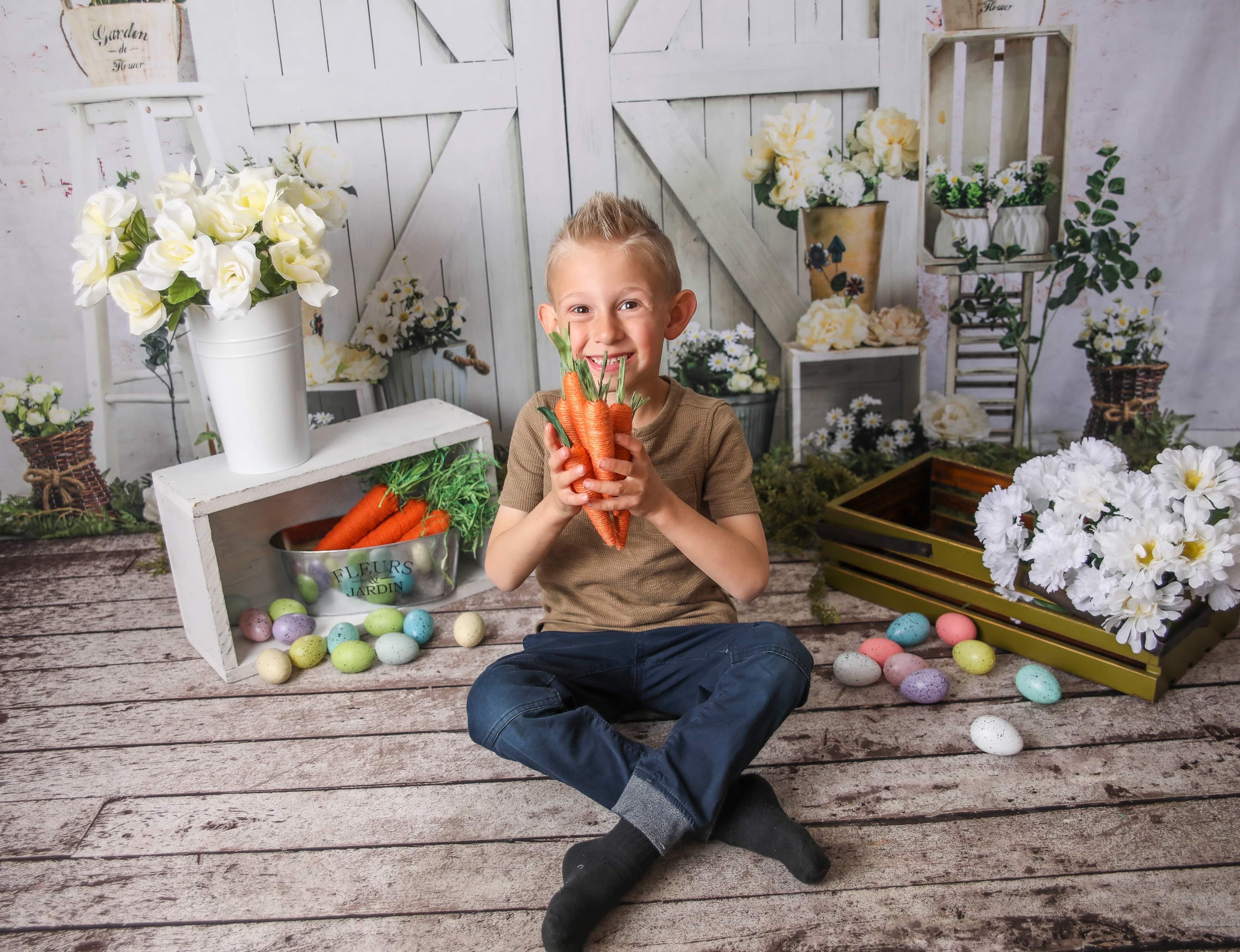Kate Fleurs Porte de grange Blanc Toile de fond conçue par Emetselch - Kate Backdrop FR