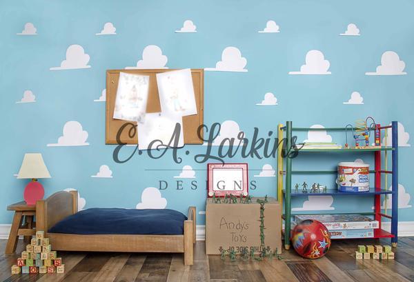 Kate Salle de jouets Lit Enfants Toile de fond conçu par Erin Larkins - Kate Backdrop FR