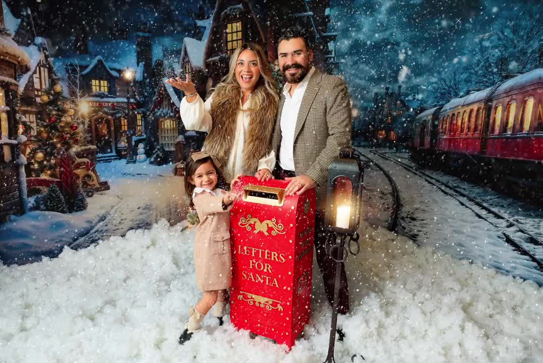 Kate Hiver Noël Arbre Train Toile de fond conçue par Emetselch - Kate Backdrop FR