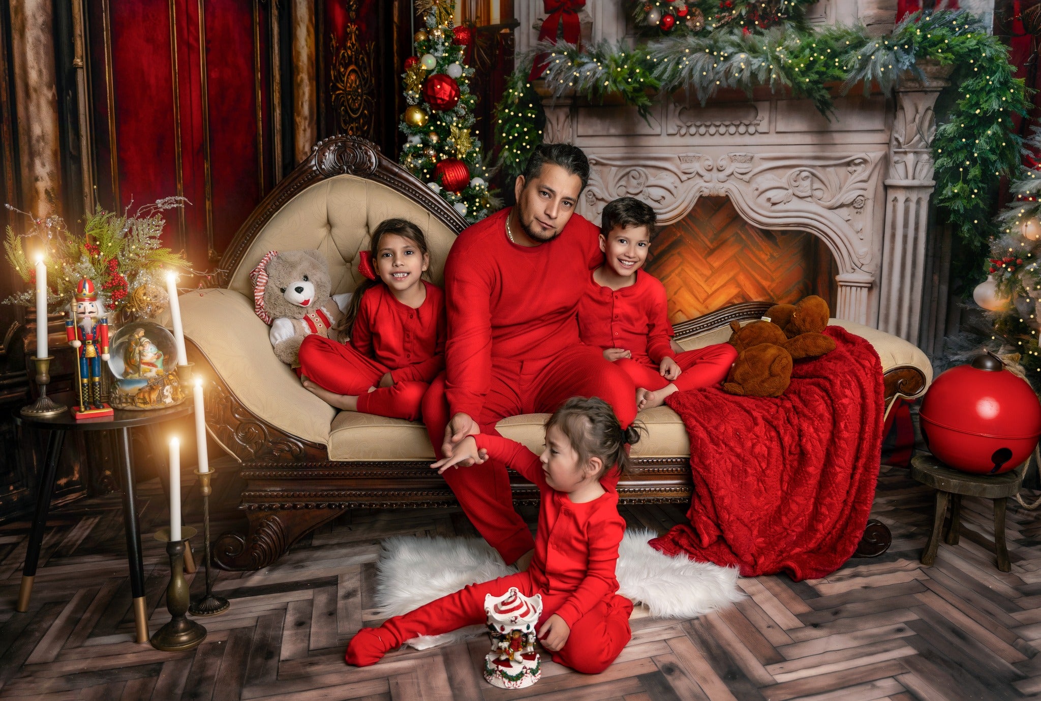 Kate Noël Victorien Mur Rouge Cheminée Ensemble de chambre (8pix8pi&10pix8pi&8pix10pi) - Kate Backdrop FR