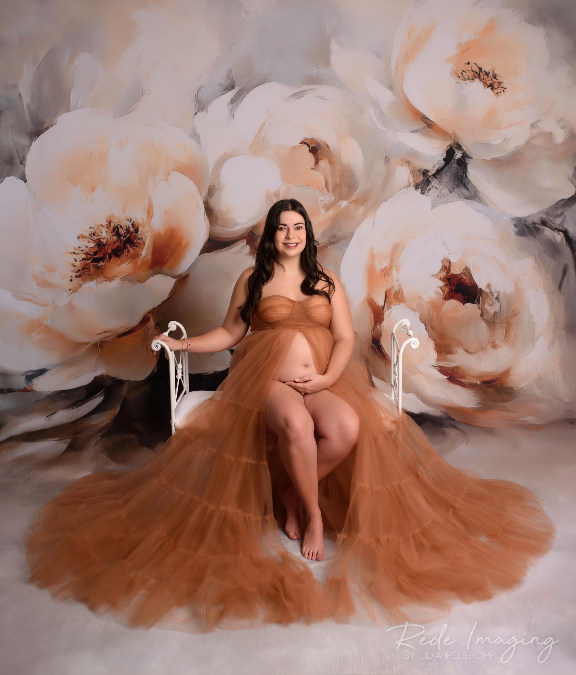 Kate Sweep Mur-à-Sol Beaux-arts Vintage Fleurs Toile de fond conçue par Lidia Redekopp - Kate Backdrop FR