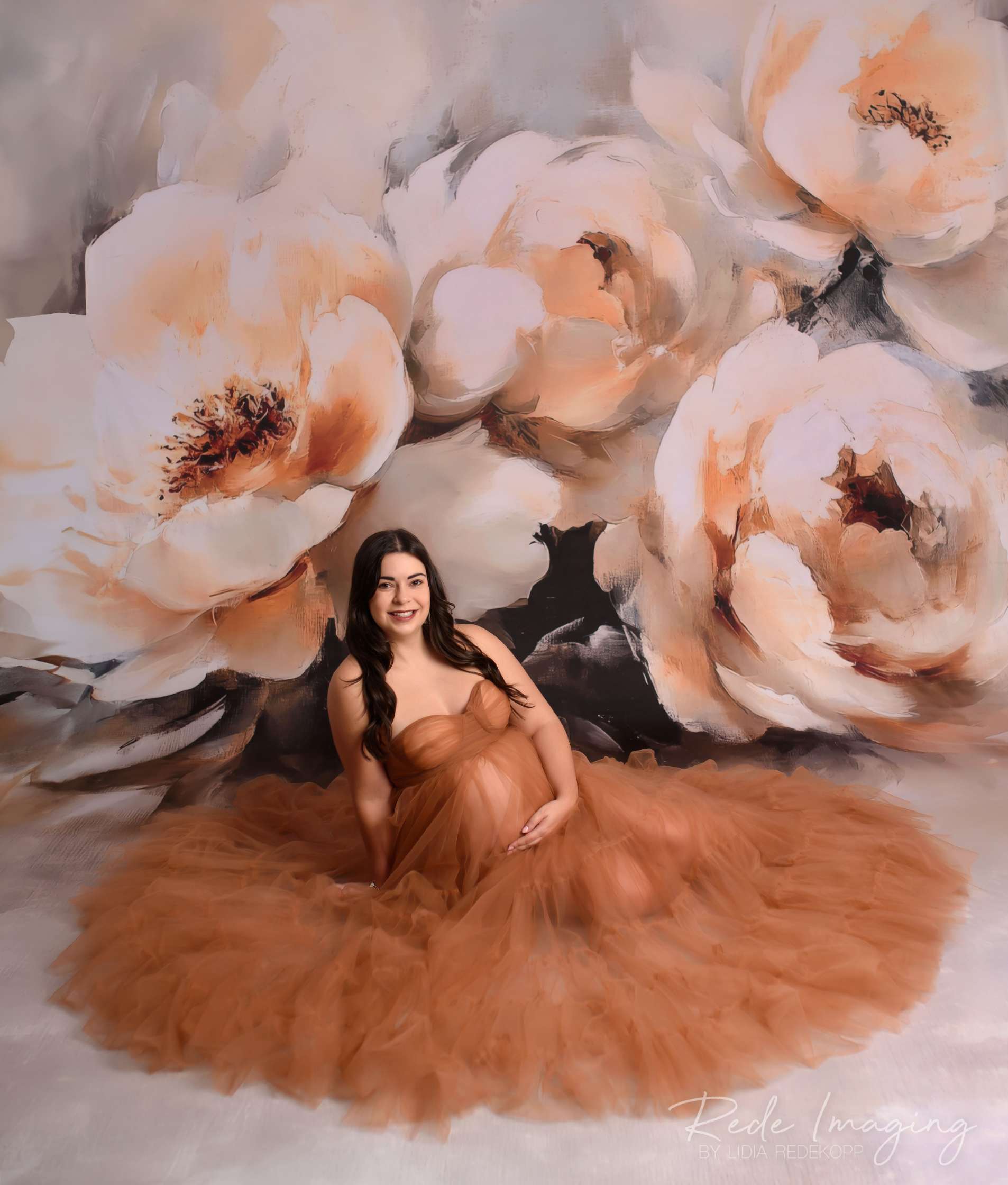 Kate Sweep Mur-à-Sol Beaux-arts Vintage Fleurs Toile de fond conçue par Lidia Redekopp - Kate Backdrop FR