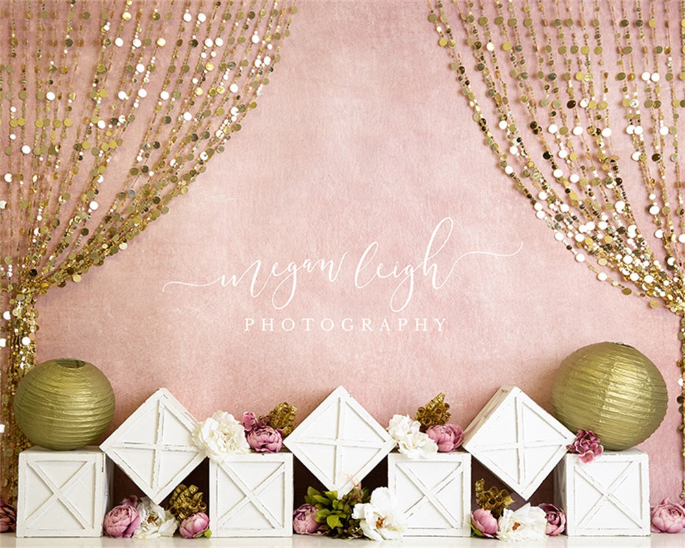 Kate Rideau Paillettes Anniversaire Toile de fond conçue par Megan Leigh - Kate Backdrop FR