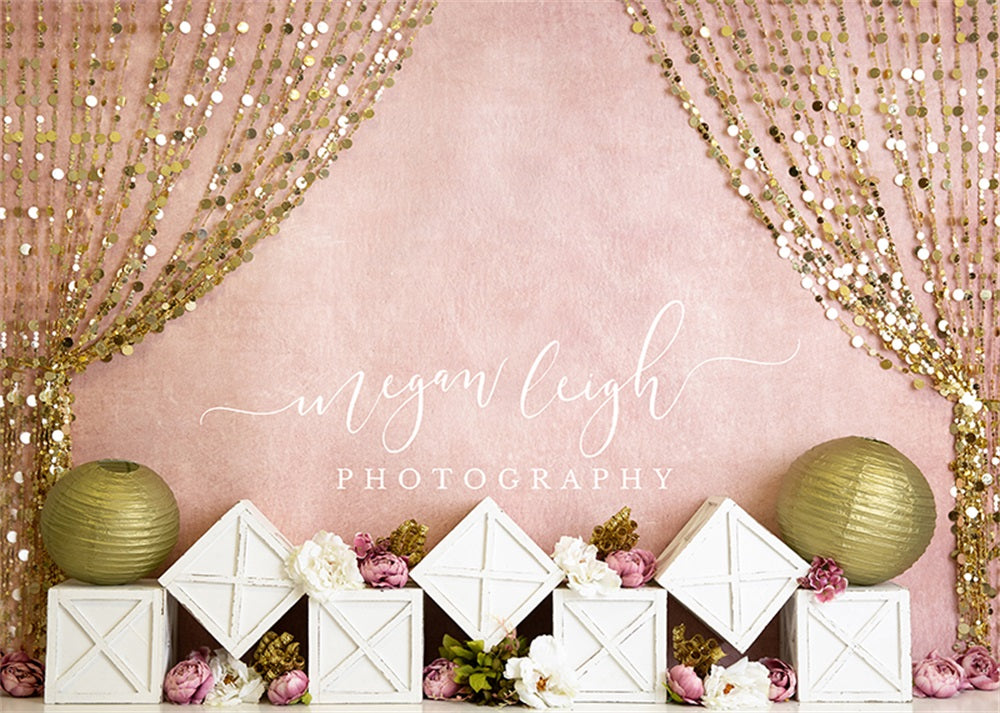 Kate Rideau Paillettes Anniversaire Toile de fond conçue par Megan Leigh - Kate Backdrop FR