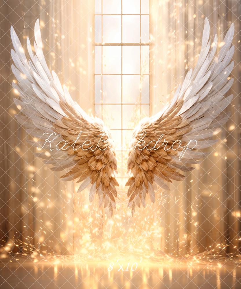 Kate Doré Ailes de plumes Fenêtre Toile de fond conçue par Chain Photographie - Kate Backdrop FR