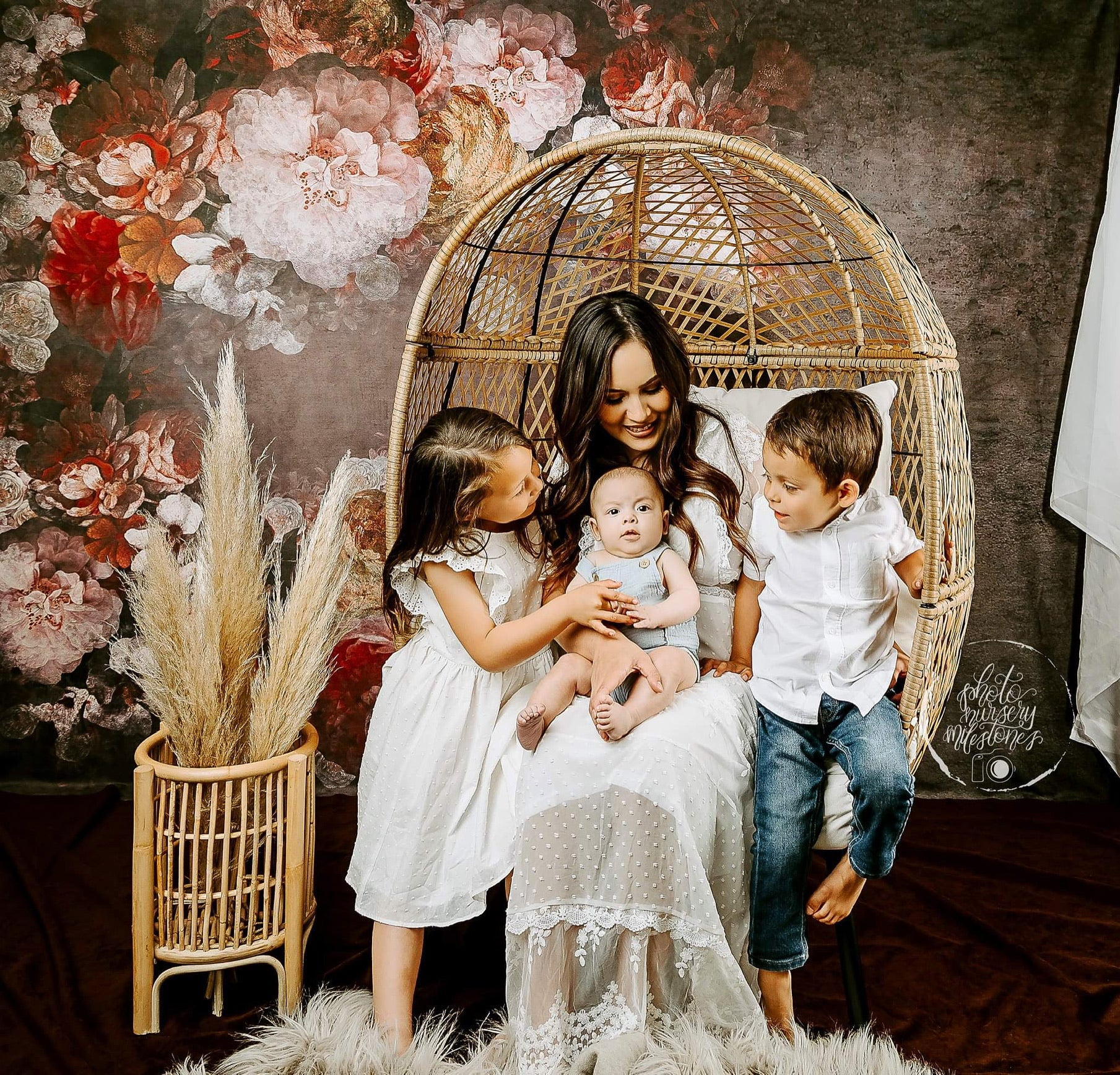 Kate Beaux-Arts Fleurs Tons sombres Portrait Toile de fond conçue par GQ - Kate Backdrop FR