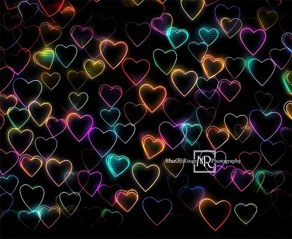 Kate Lumineux Rétro Coeurs Néon Toile de fond conçue par Mandy Ringe - Kate Backdrop FR