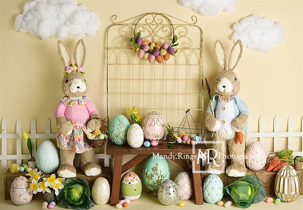 Kate Pâques Lapin Oeuf Jardin Toile de fond conçue par Mandy Ringe - Kate Backdrop FR