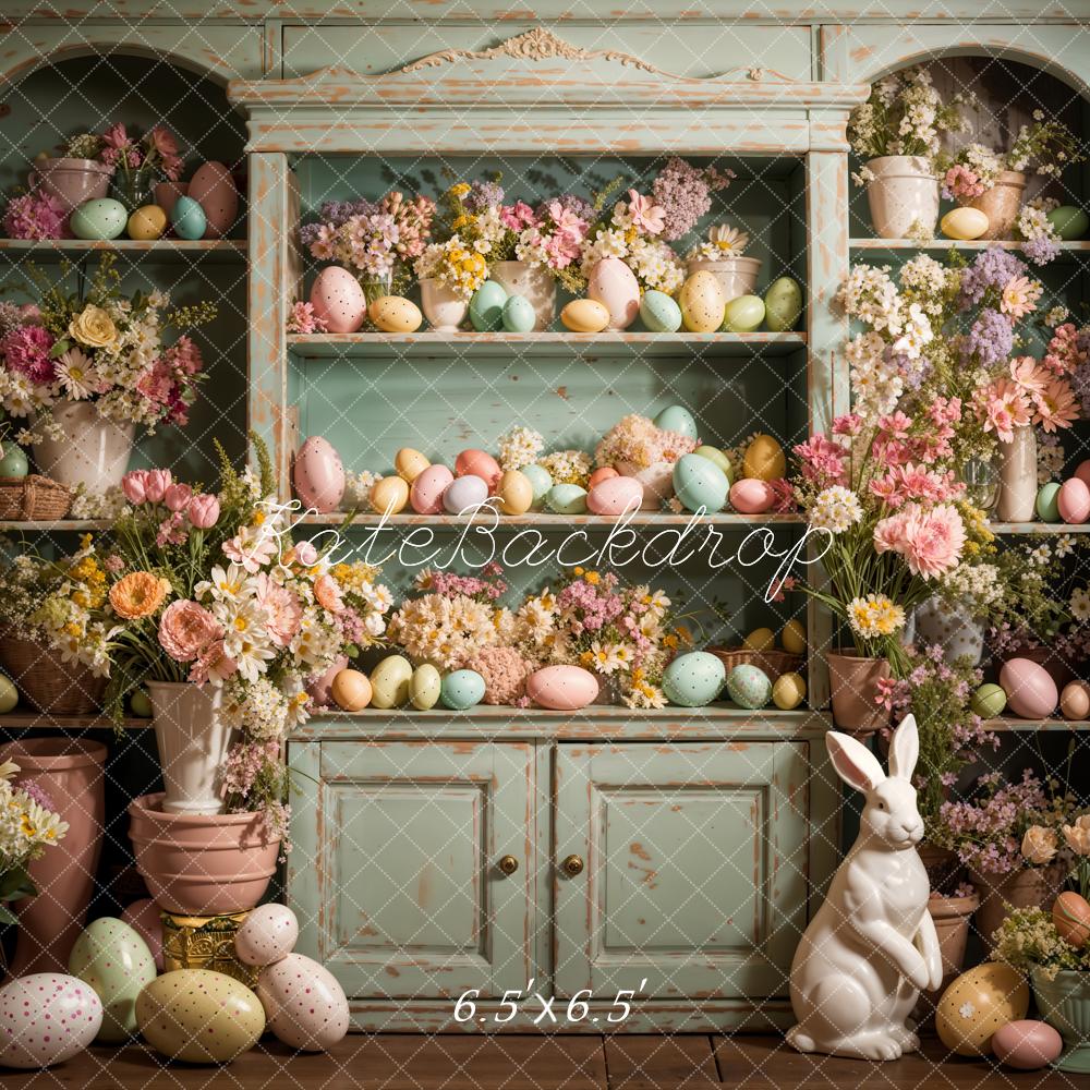 Kate Pâques Œufs Fleurs Lapin Cuisine Toile de fond conçue par Emetselch - Kate Backdrop FR