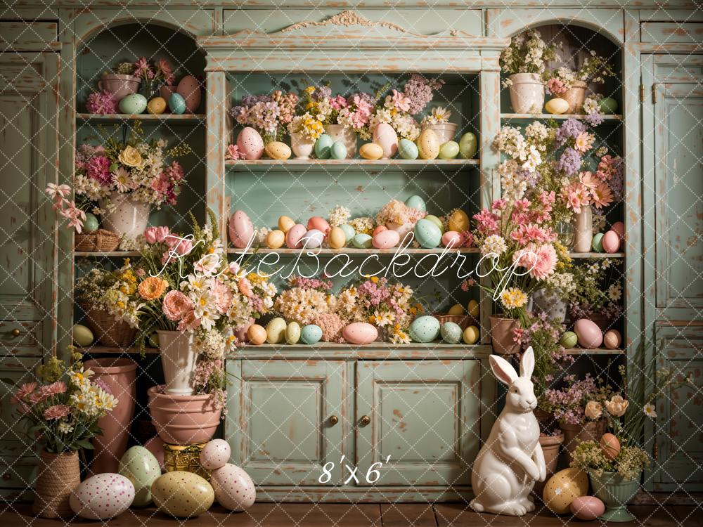 Kate Pâques Œufs Fleurs Lapin Cuisine Toile de fond conçue par Emetselch - Kate Backdrop FR