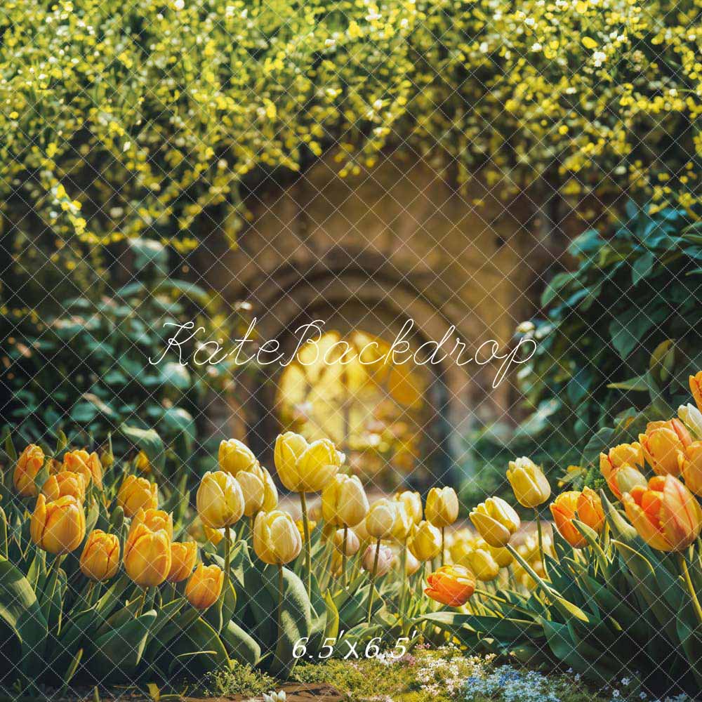 Kate Printemps Champ de tulipes Jaune Toile de fond conçue par Emetselch - Kate Backdrop FR